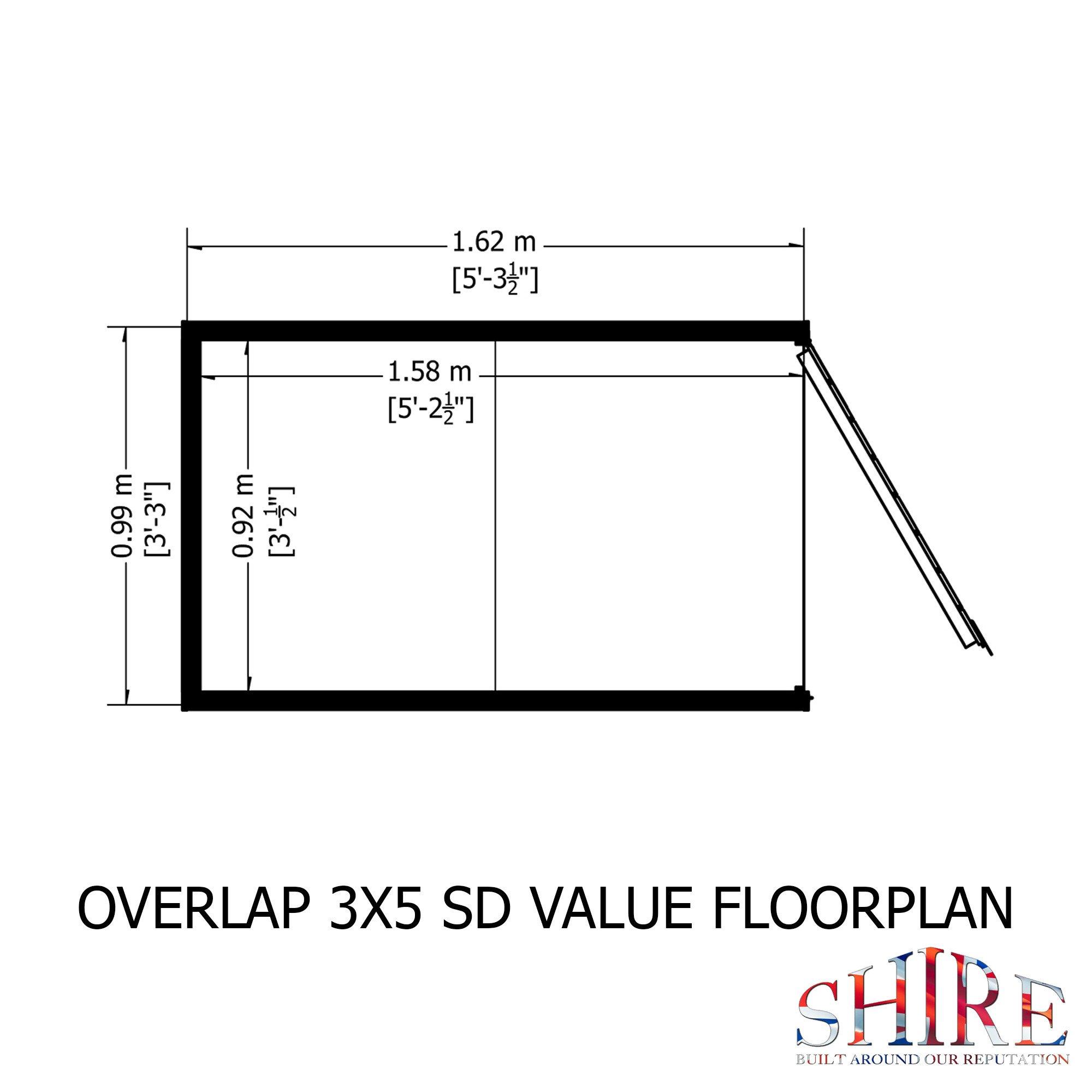 Wood - Shire - Overlap 3x5 Single Door Value - 3
