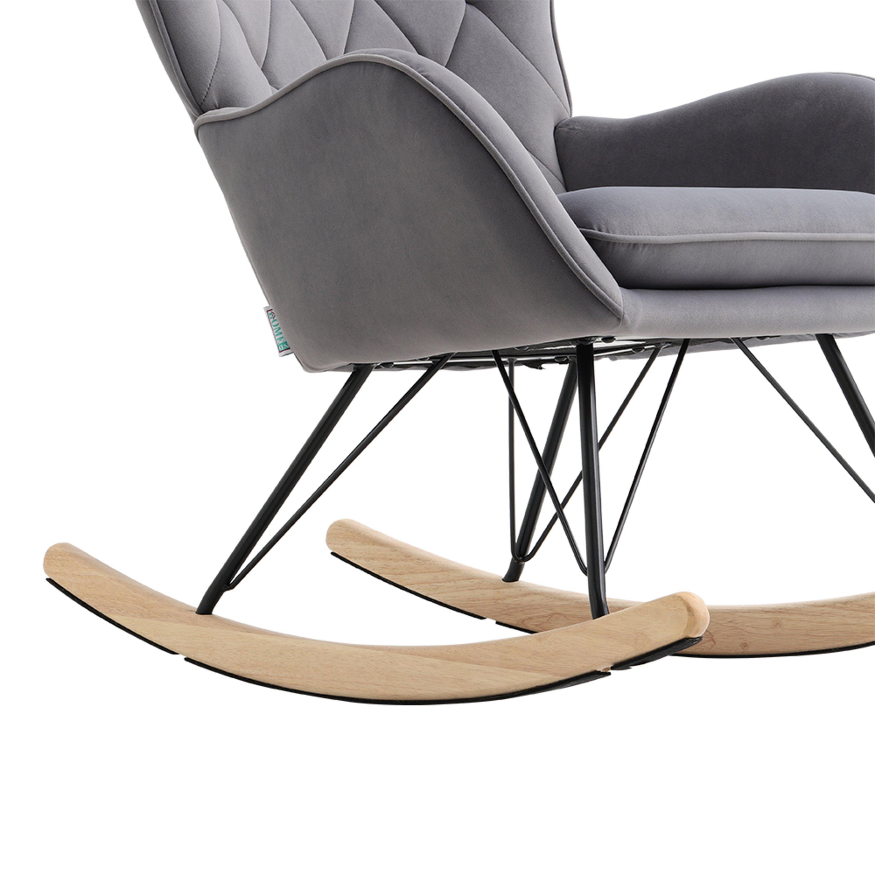 Grey - Kabinet UK - Modern Upholstered Rocking Chair Grey - 11