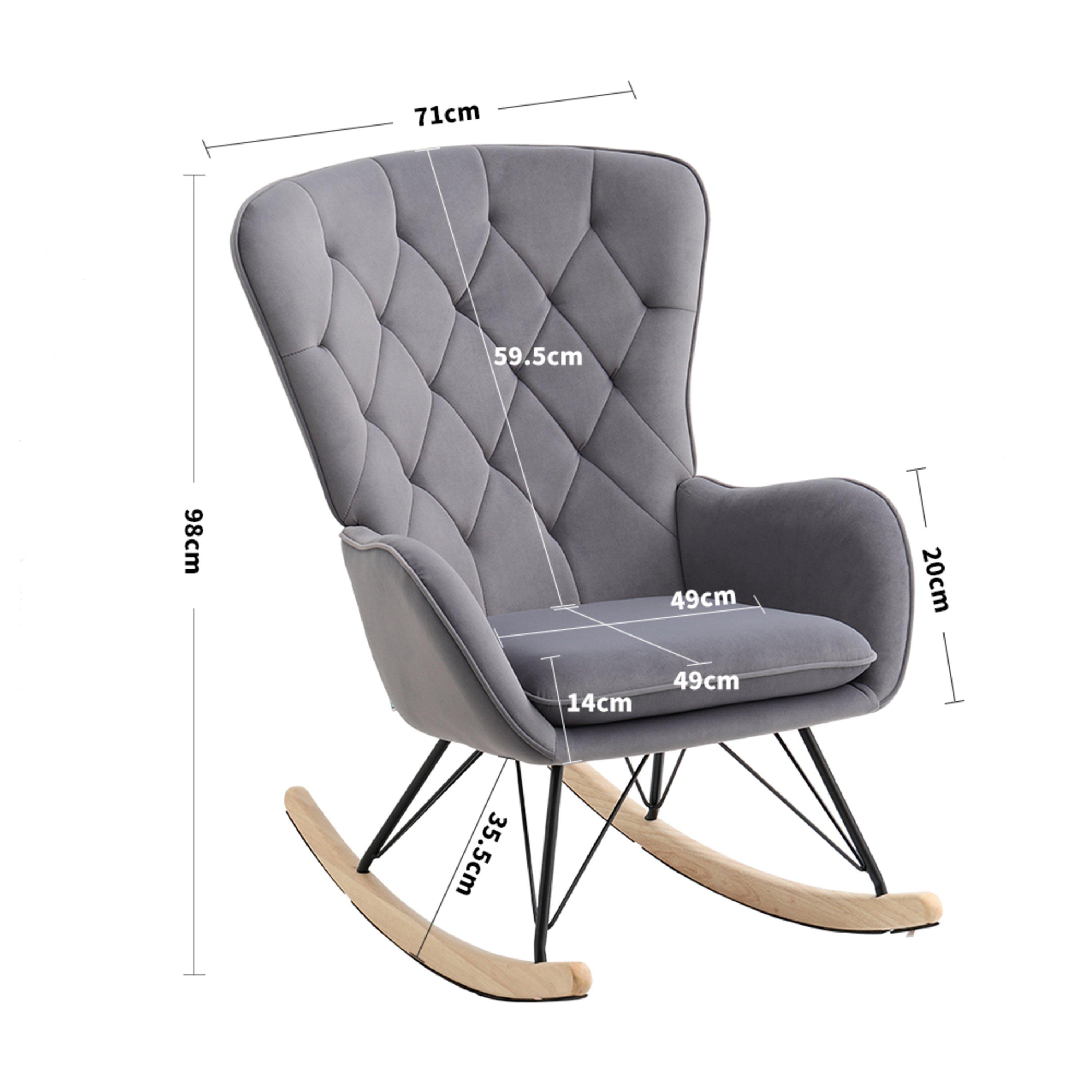Grey - Kabinet UK - Modern Upholstered Rocking Chair Grey - 12