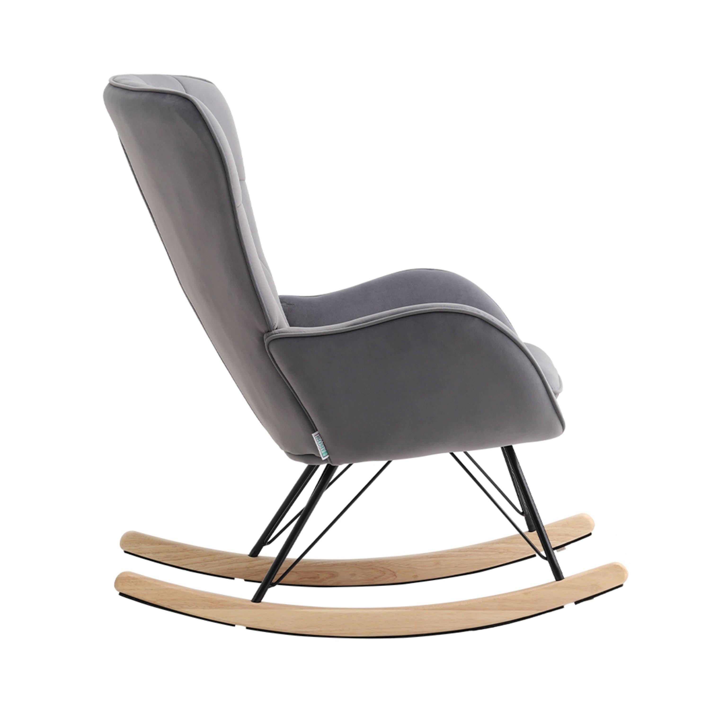 Grey - Kabinet UK - Modern Upholstered Rocking Chair Grey - 5