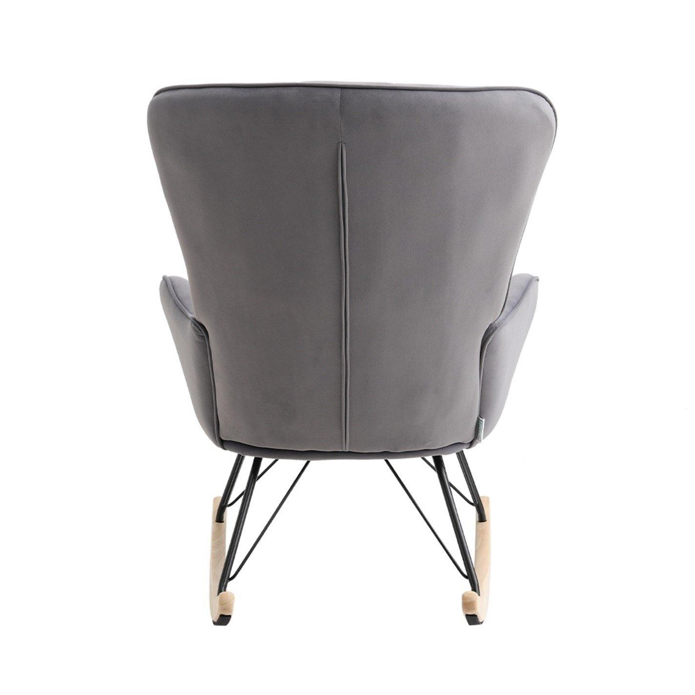 Grey - Kabinet UK - Modern Upholstered Rocking Chair Grey - 6