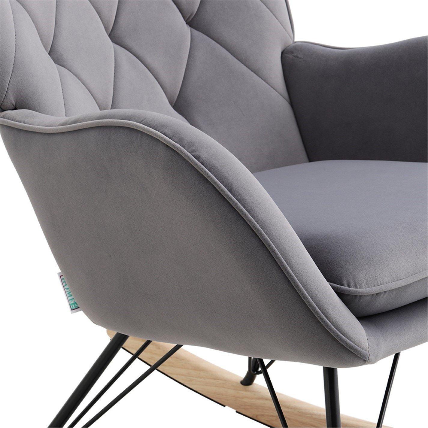 Grey - Kabinet UK - Modern Upholstered Rocking Chair Grey - 10