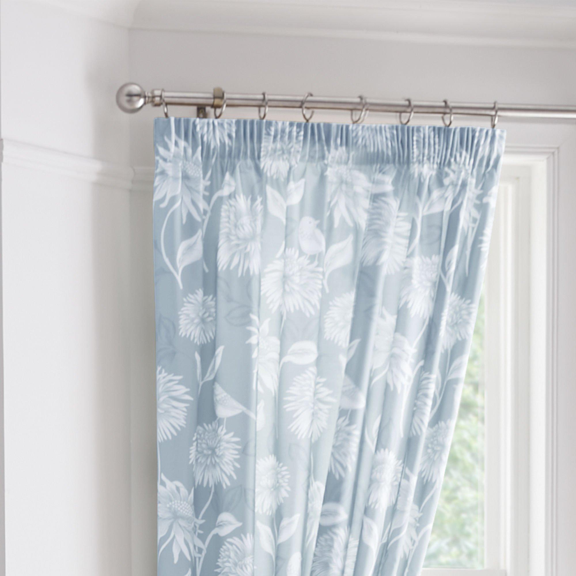 Blue - Dreams and Drapes - Chrysanthemum Pencil Pleat Curtains in Green - 3