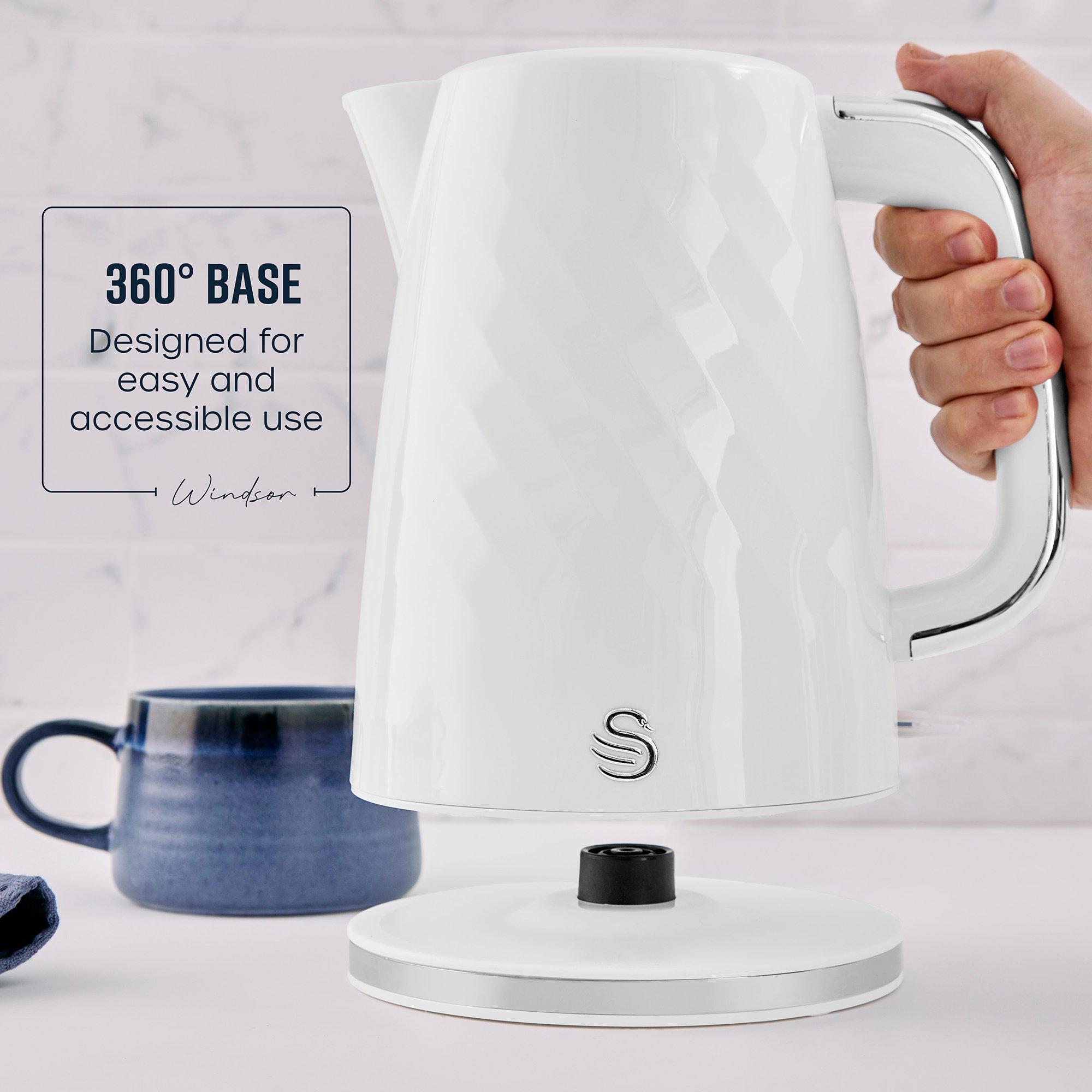 White - Swan - Windsor 1.7L Textured Kettle White with Silver Han - 5