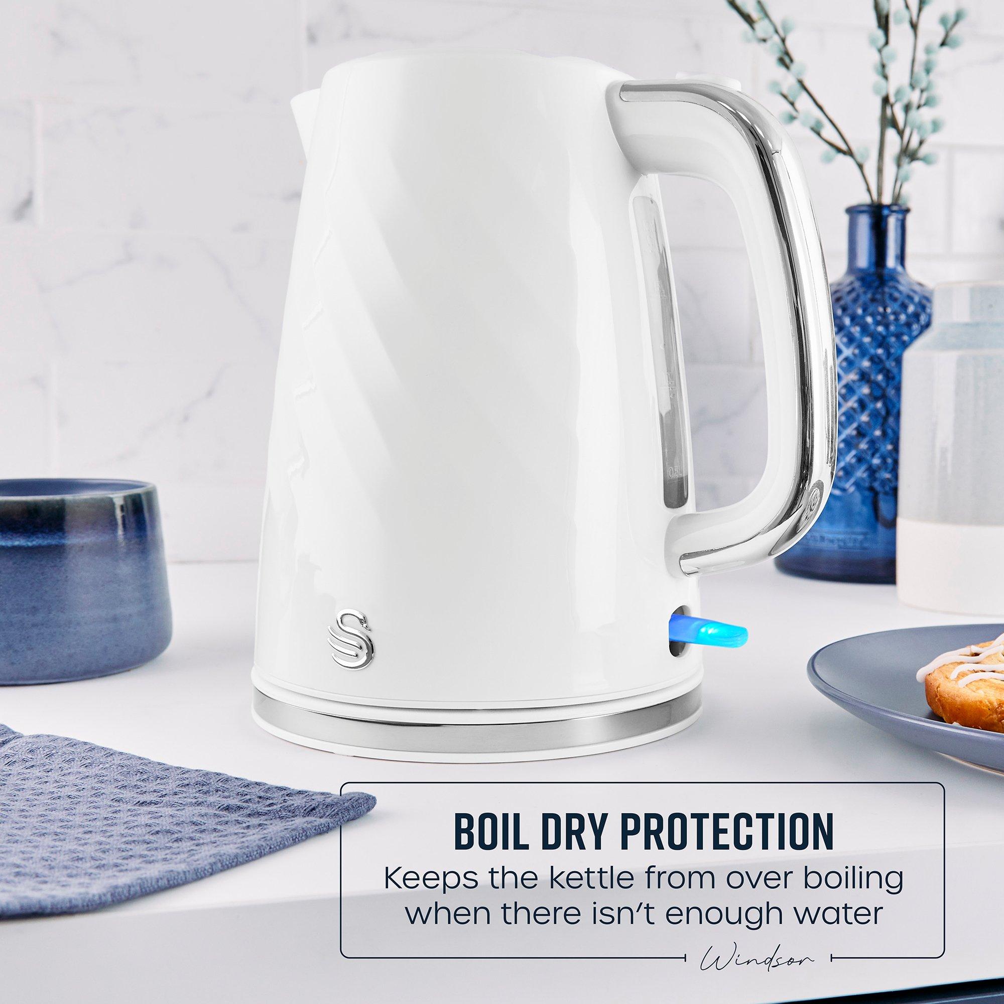 White - Swan - Windsor 1.7L Textured Kettle White with Silver Han - 6