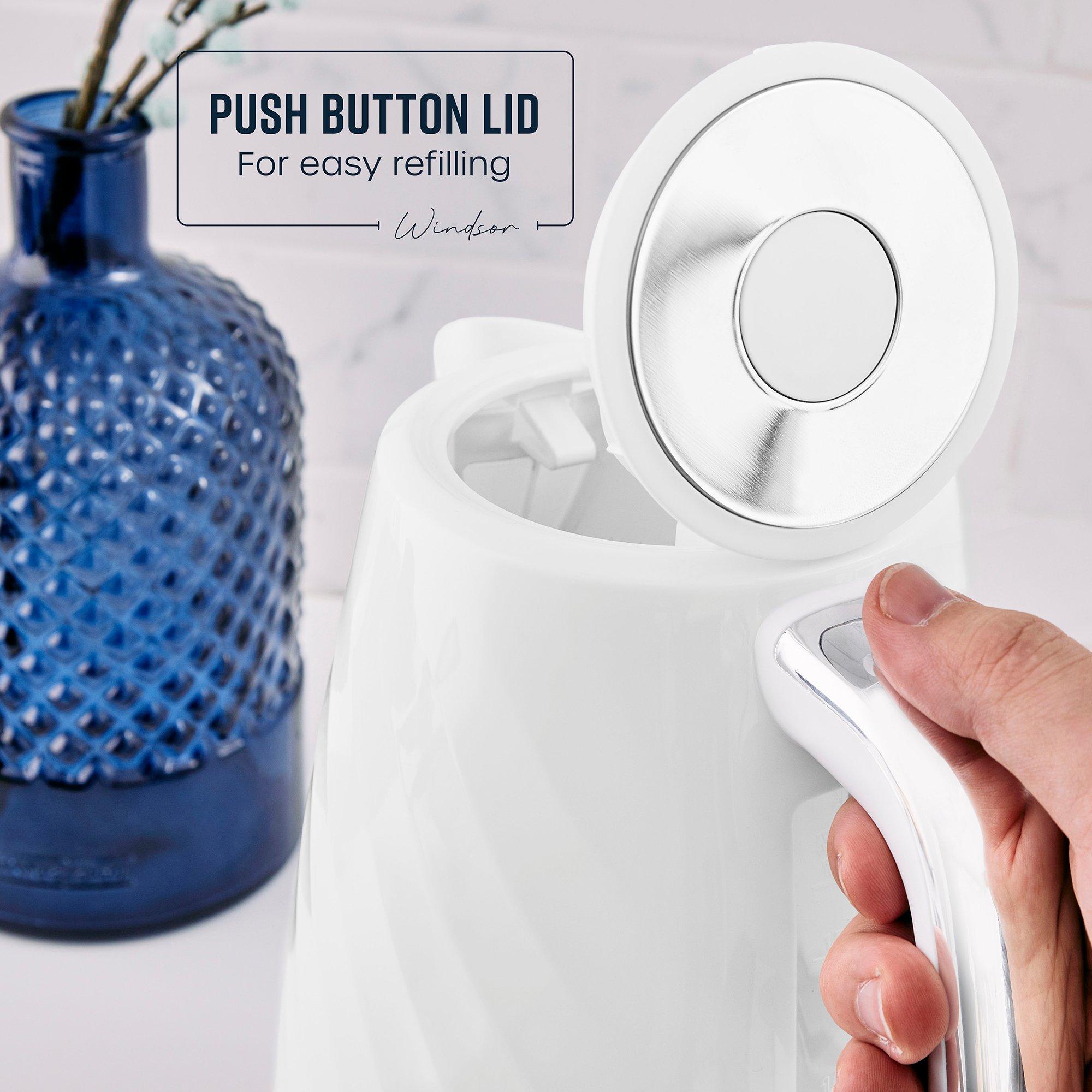 White - Swan - Windsor 1.7L Textured Kettle White with Silver Han - 7