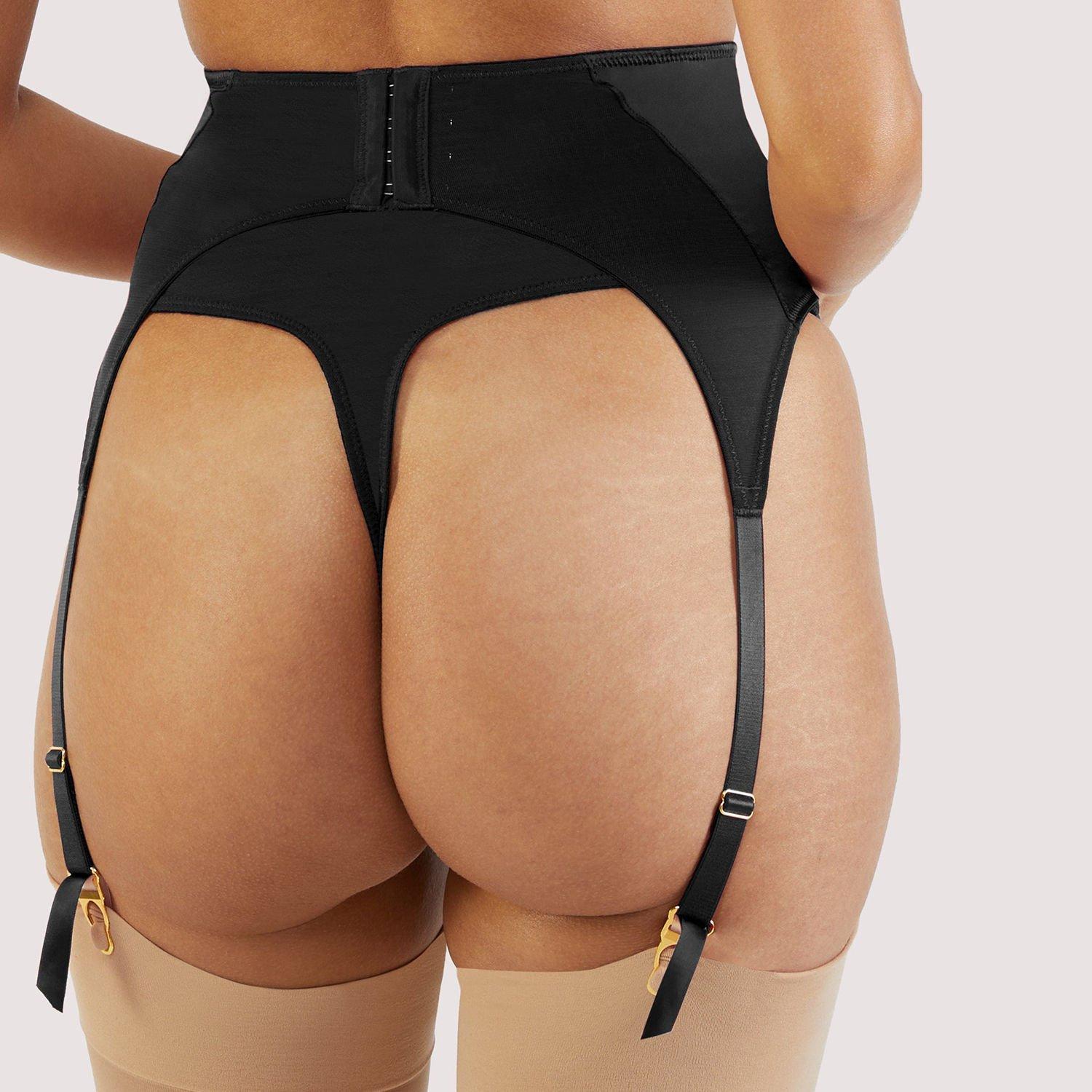 Black - Playful Promises - Etta Black Mesh & Satin  Suspender Belt - 2
