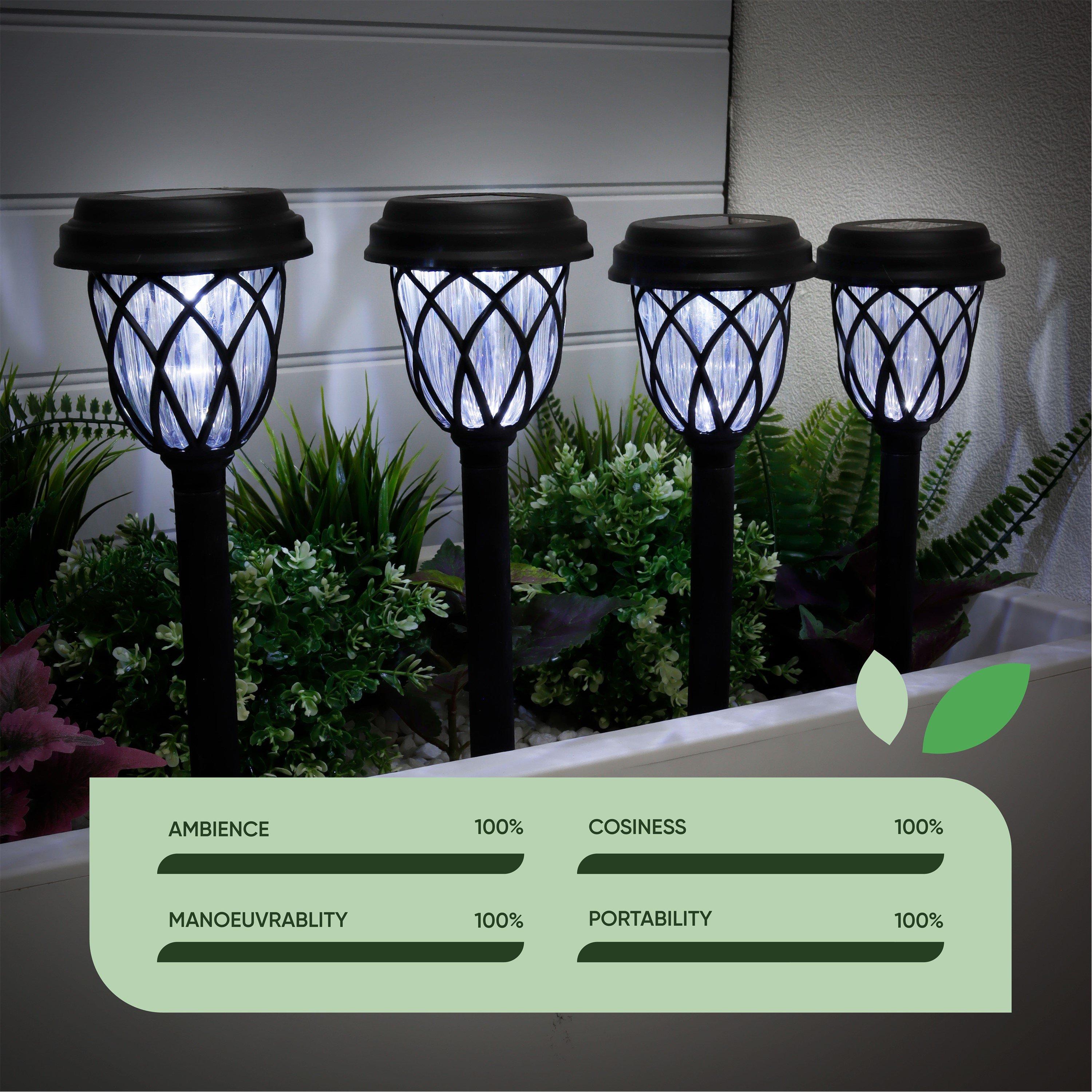 Black - Streetwize - Solar Pathway Stake Lights (Pack of 4) - 5