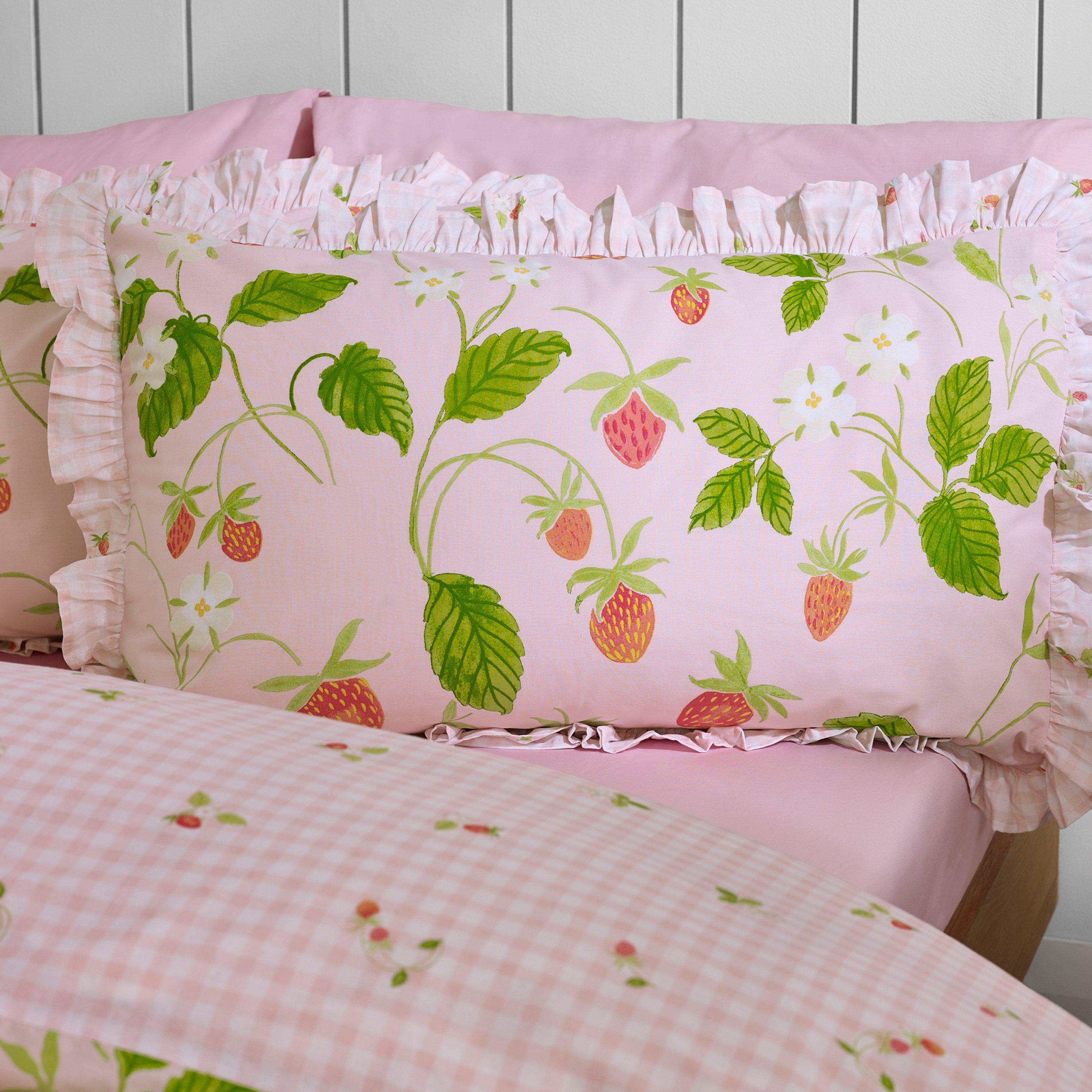 Pink - Catherine Lansfield - Strawberry Frills Gingham Duvet Cover Set - 3