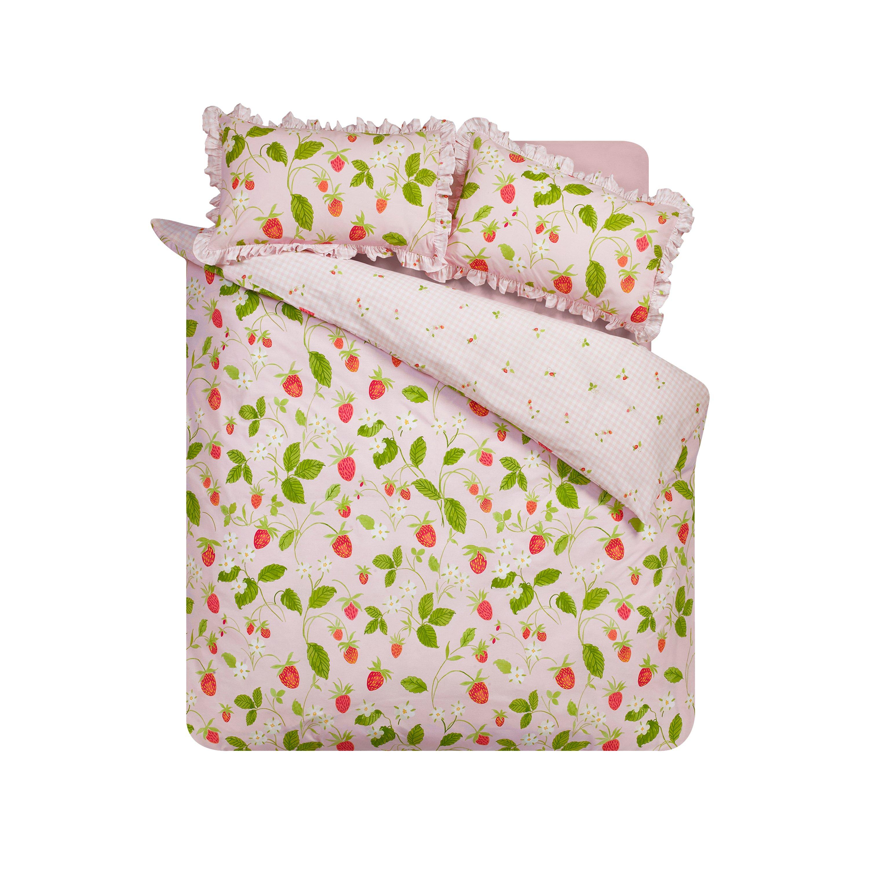 Pink - Catherine Lansfield - Strawberry Frills Gingham Duvet Cover Set - 5
