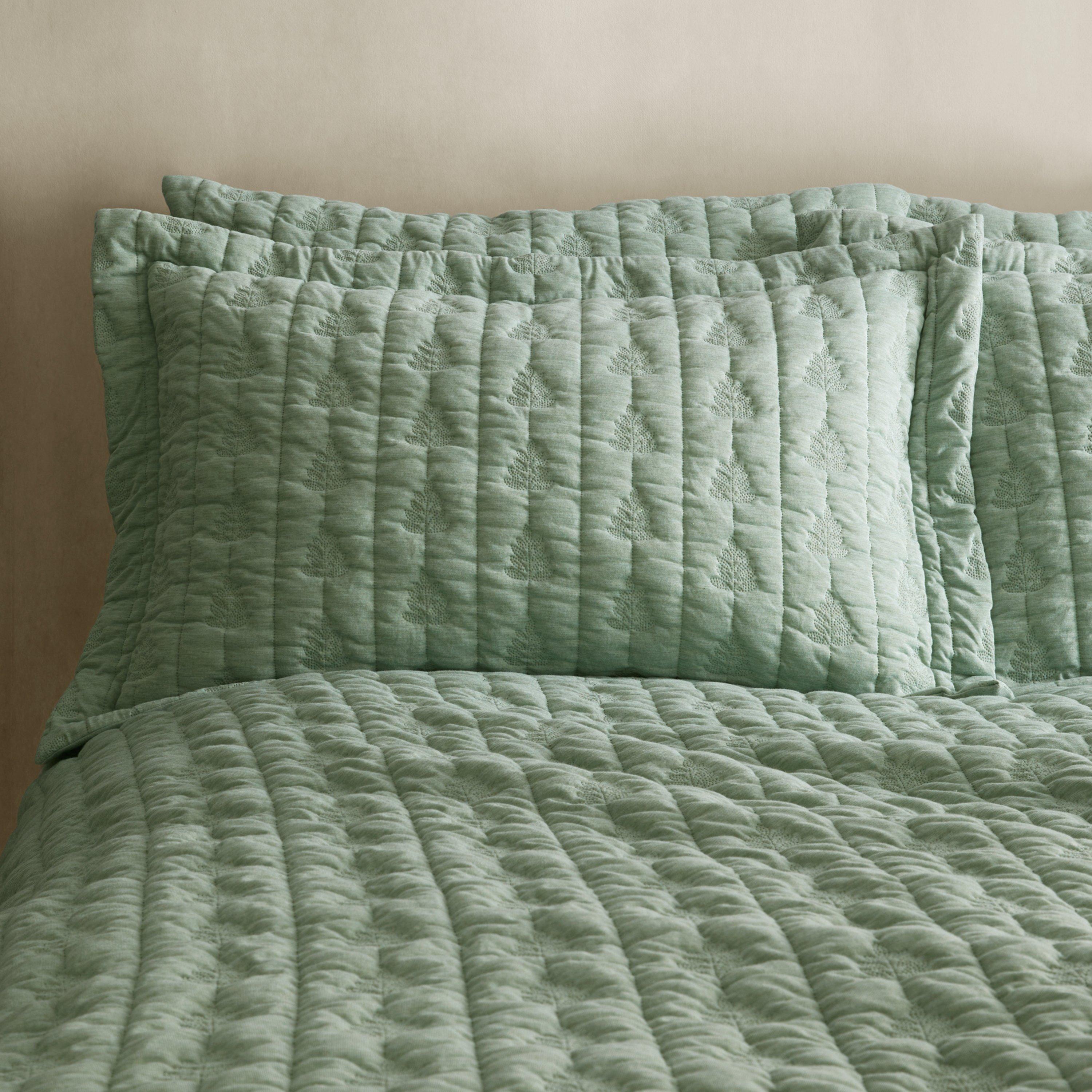 Pineapple Elephant  Tamba Leaf Pinsonic Quilted Oxford Pillowcase Pair - Green - Oxford