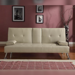 Comfy Living PU Leather Luxury Sofa Bed with Drink Cup Holder