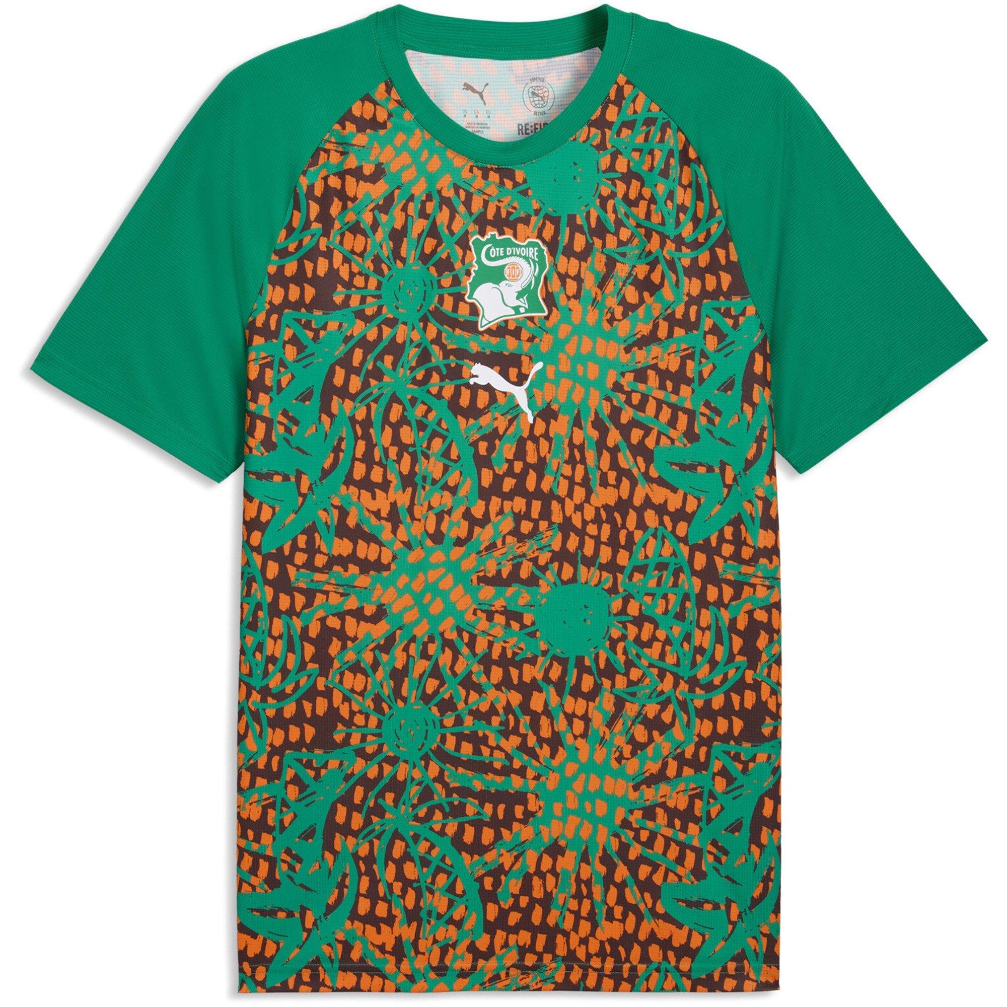 Puma Men's Ivory Coast Warm-Up Shirt World Cup 2026 - Green/Brown - L