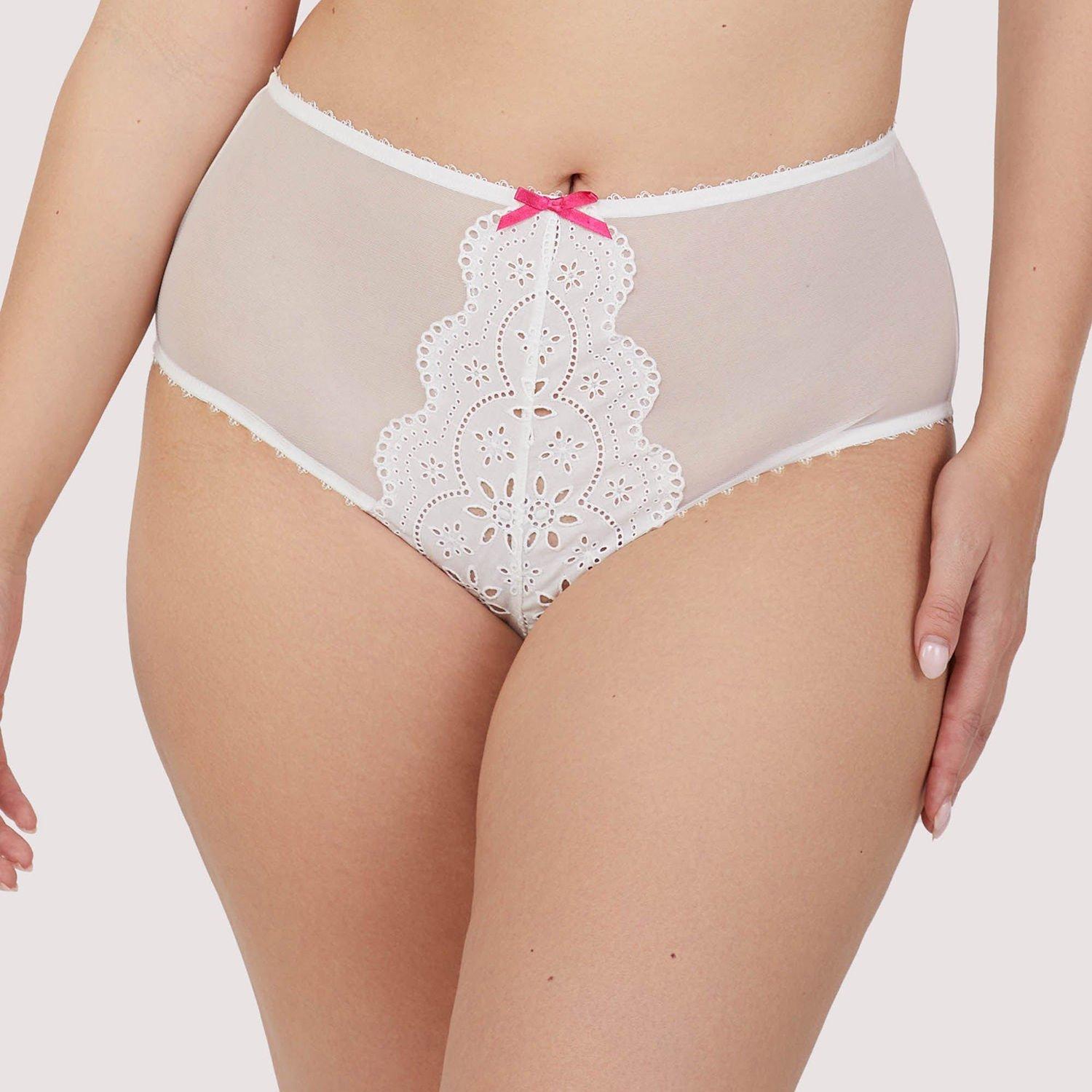 White - Playful Promises - Camille White Broderie High Waisted Brief - 1