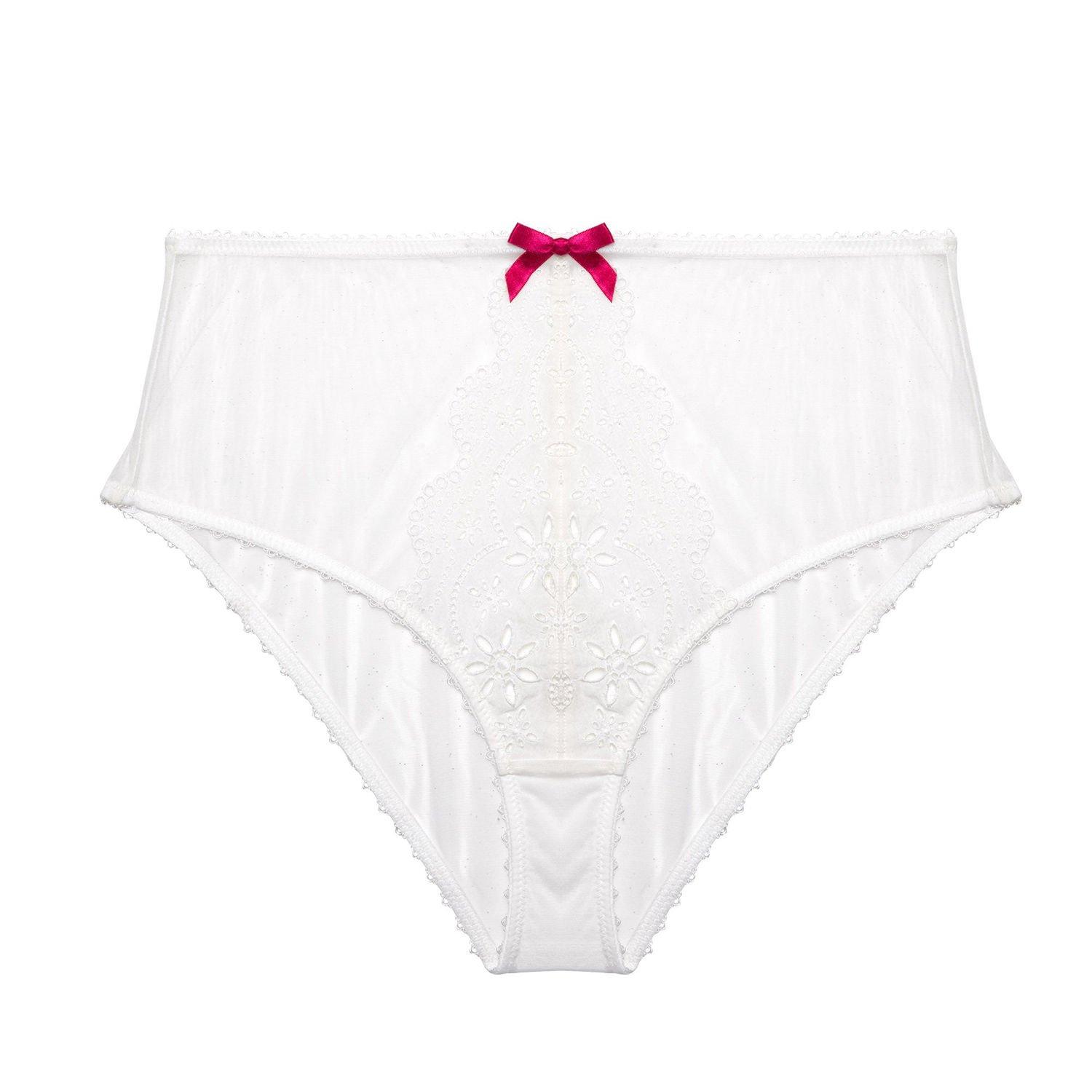 White - Playful Promises - Camille White Broderie High Waisted Brief - 4