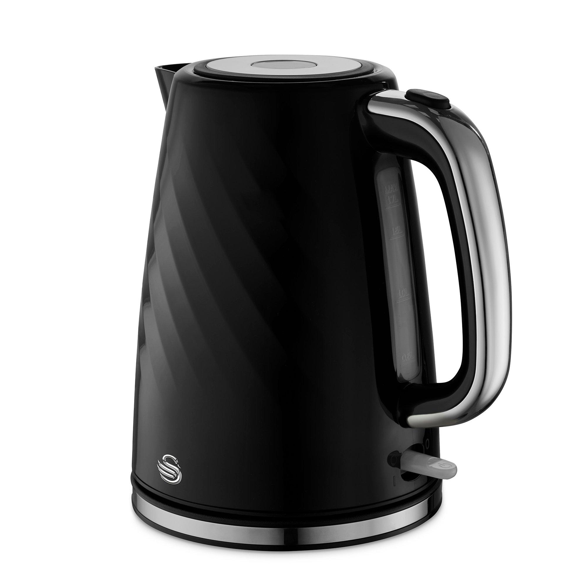 Black - Swan - Windsor 1.7L Textured Kettle Black with Silver Han - 1