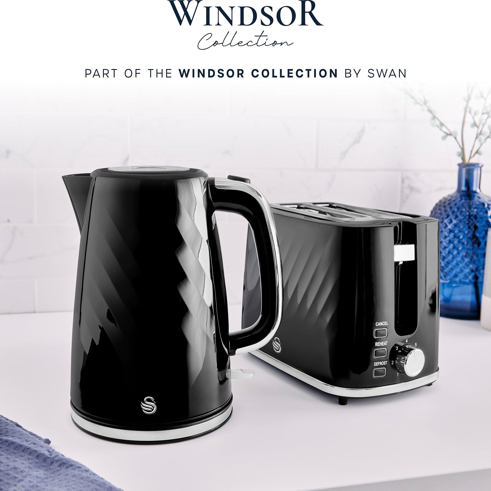 Black - Swan - Windsor 1.7L Textured Kettle Black with Silver Han - 8