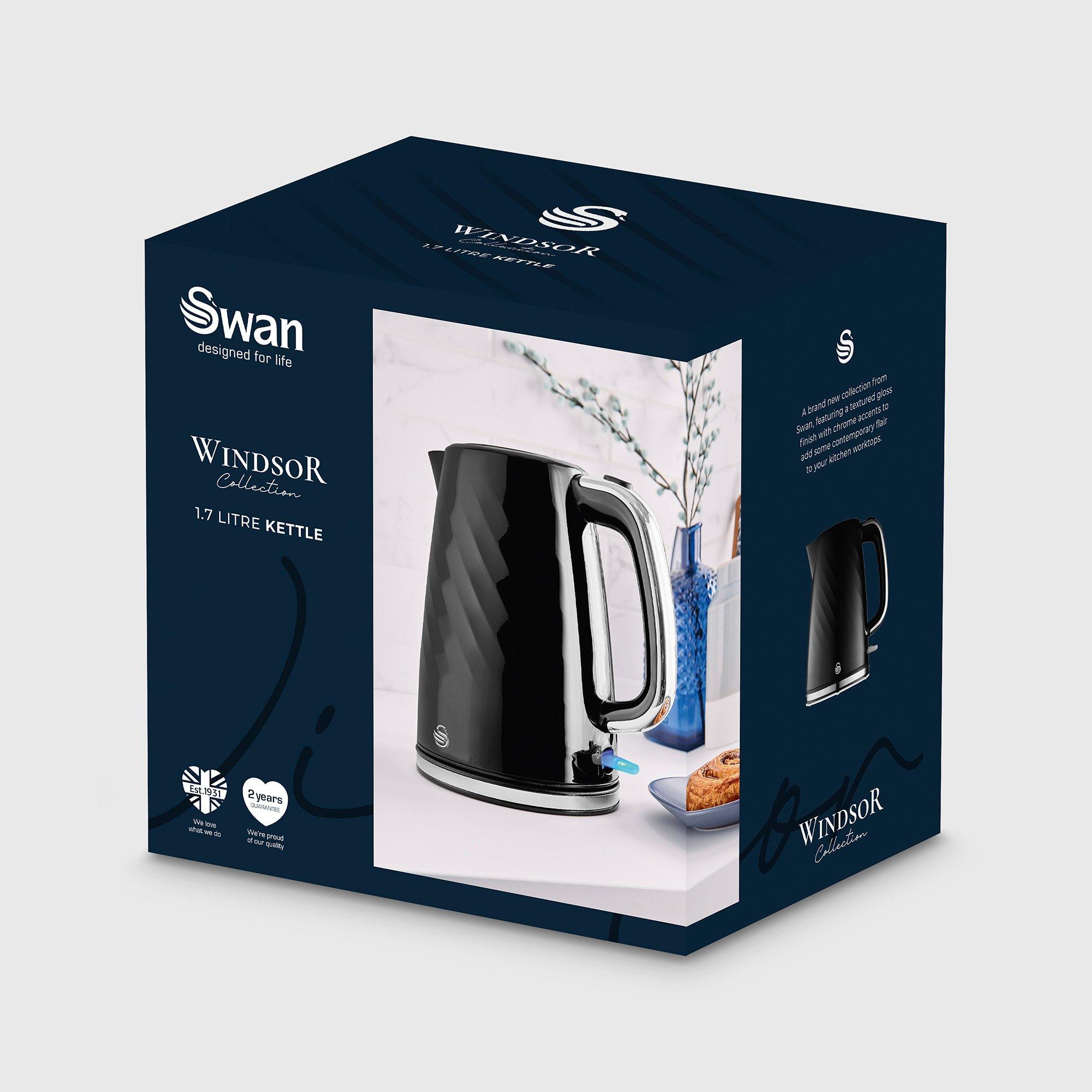 Black - Swan - Windsor 1.7L Textured Kettle Black with Silver Han - 10