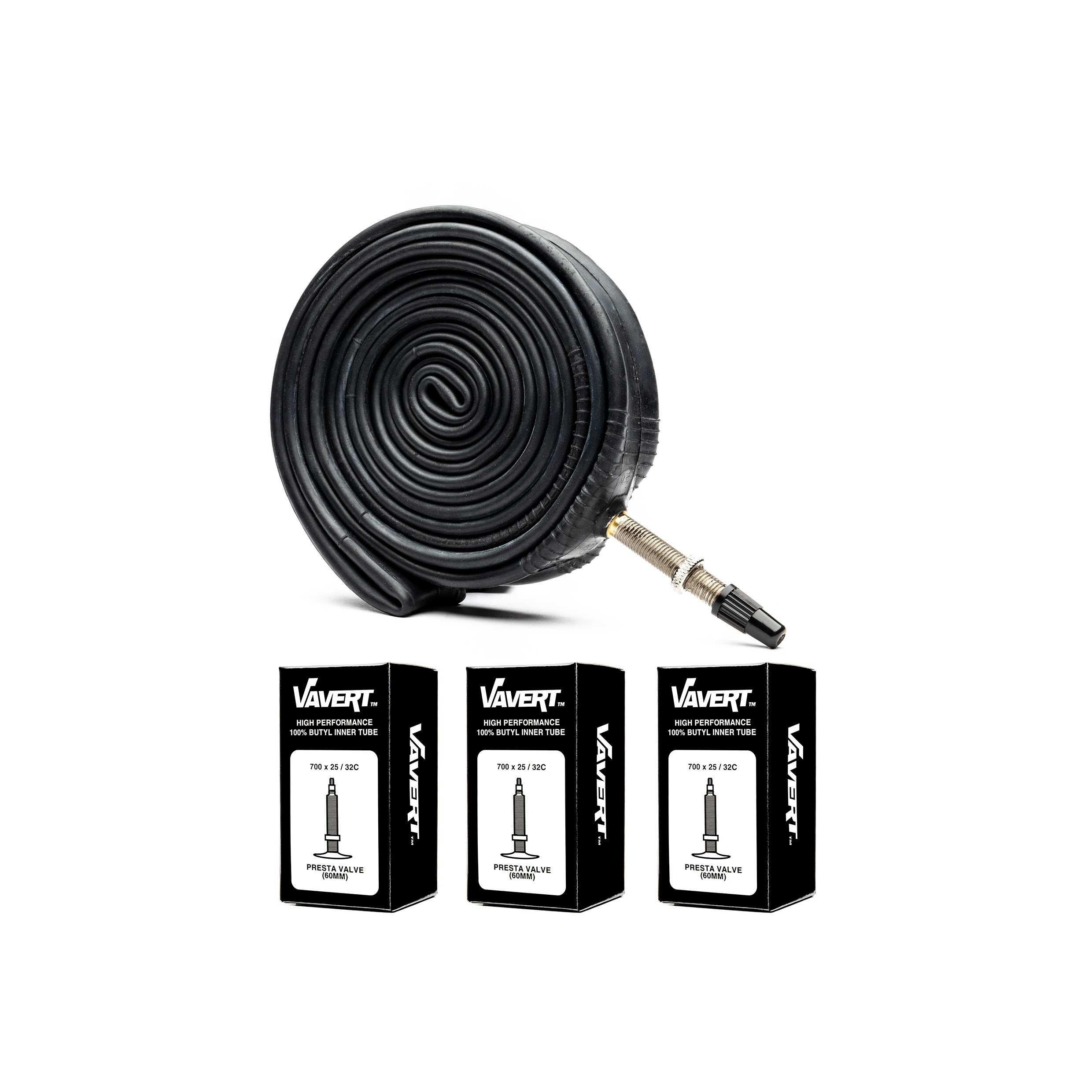 Black - Vavert - VAVERT 700x25-32c Presta Valve (60mm) Inner Tube - - 1