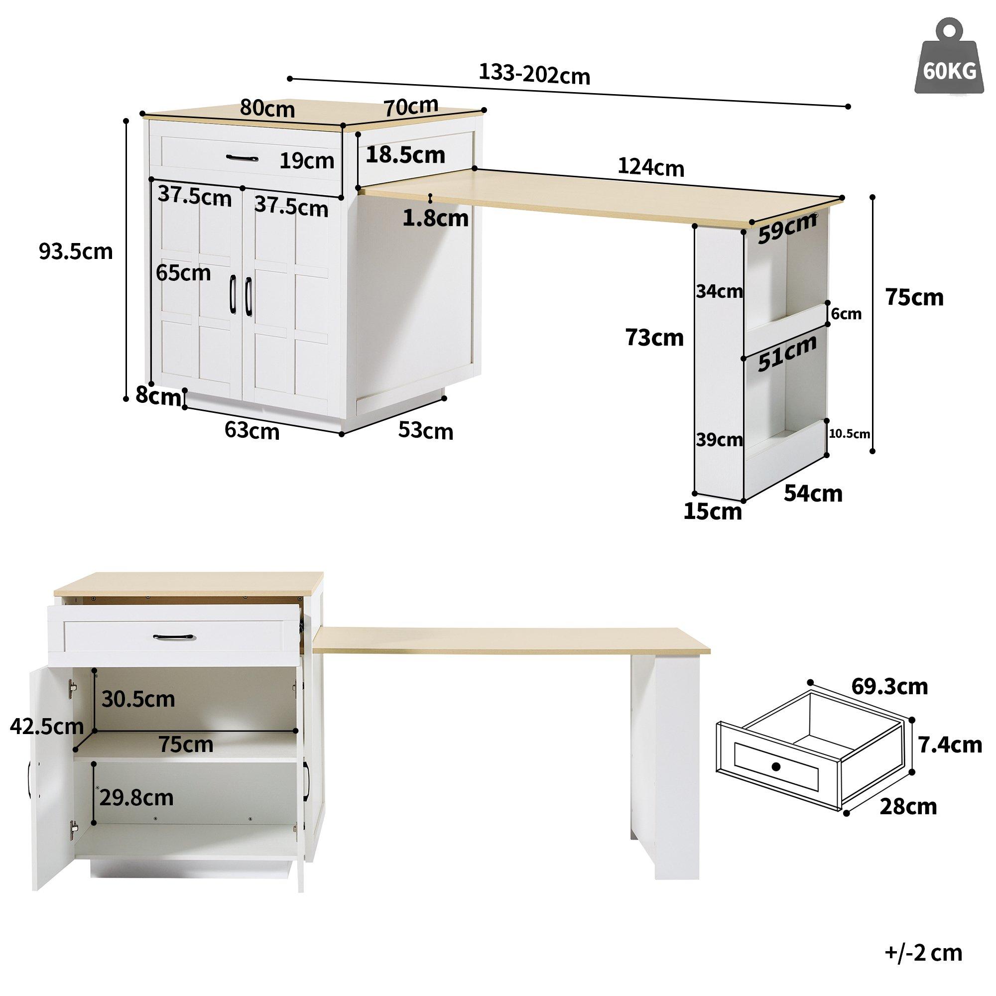 White - Urban Meuble - Extendable Kitchen Bar Table - 6