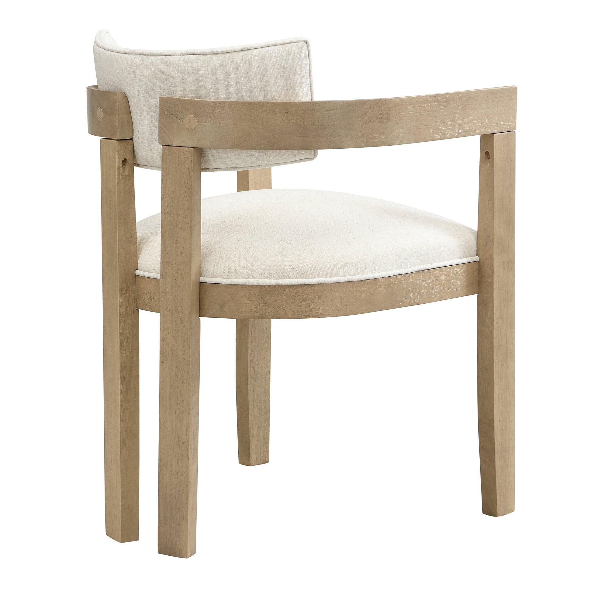 Natural - Urban Meuble - Set of 2 Dining Chairs  Solid Wood Linen - 12