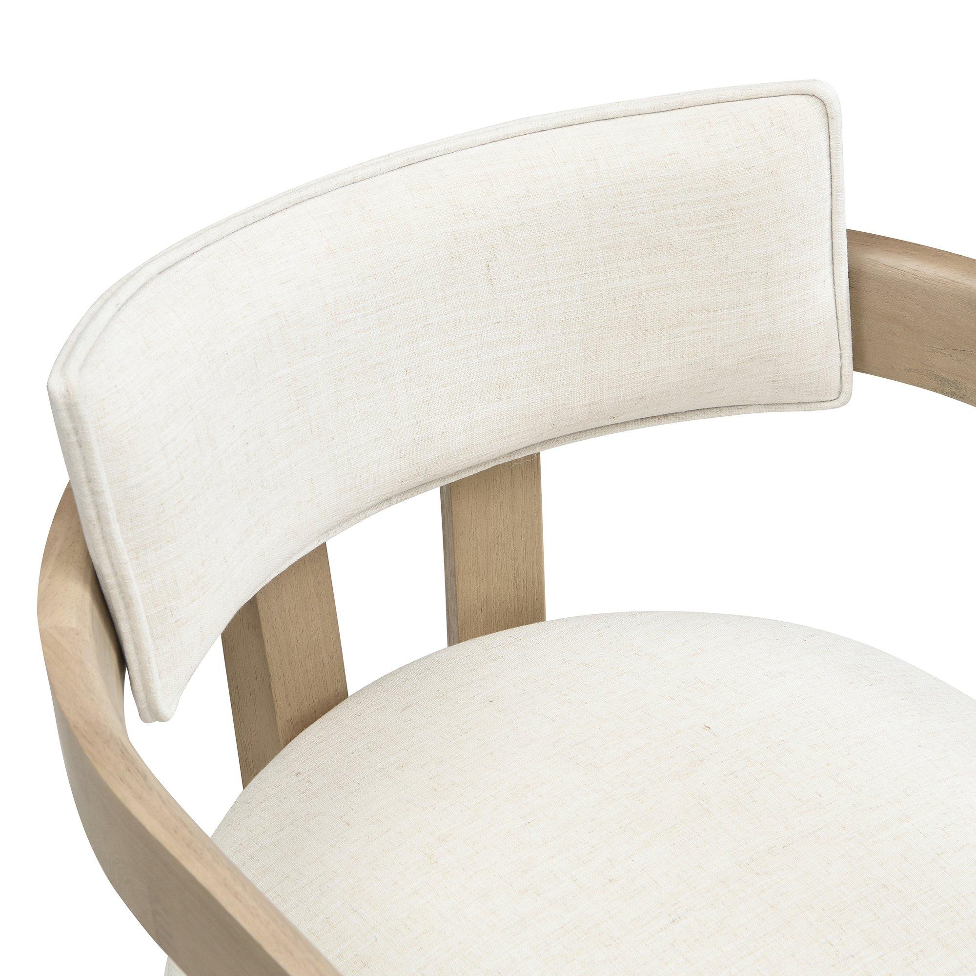Natural - Urban Meuble - Set of 2 Dining Chairs  Solid Wood Linen - 14