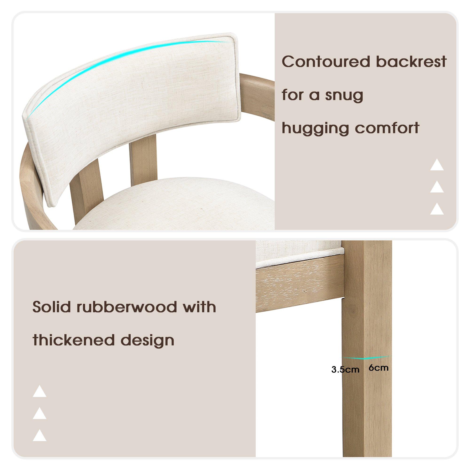 Natural - Urban Meuble - Set of 2 Dining Chairs  Solid Wood Linen - 7