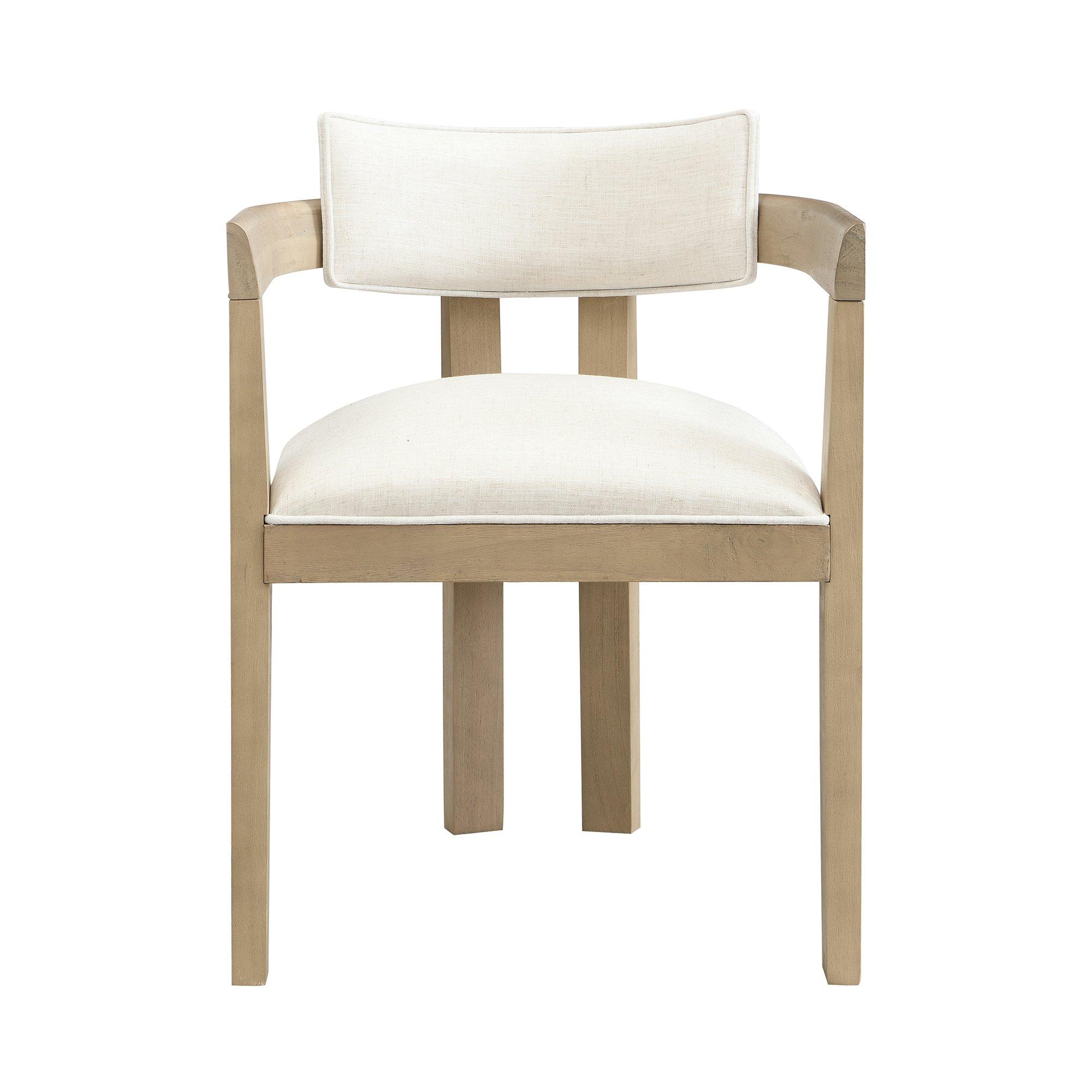 Natural - Urban Meuble - Set of 2 Dining Chairs  Solid Wood Linen - 10