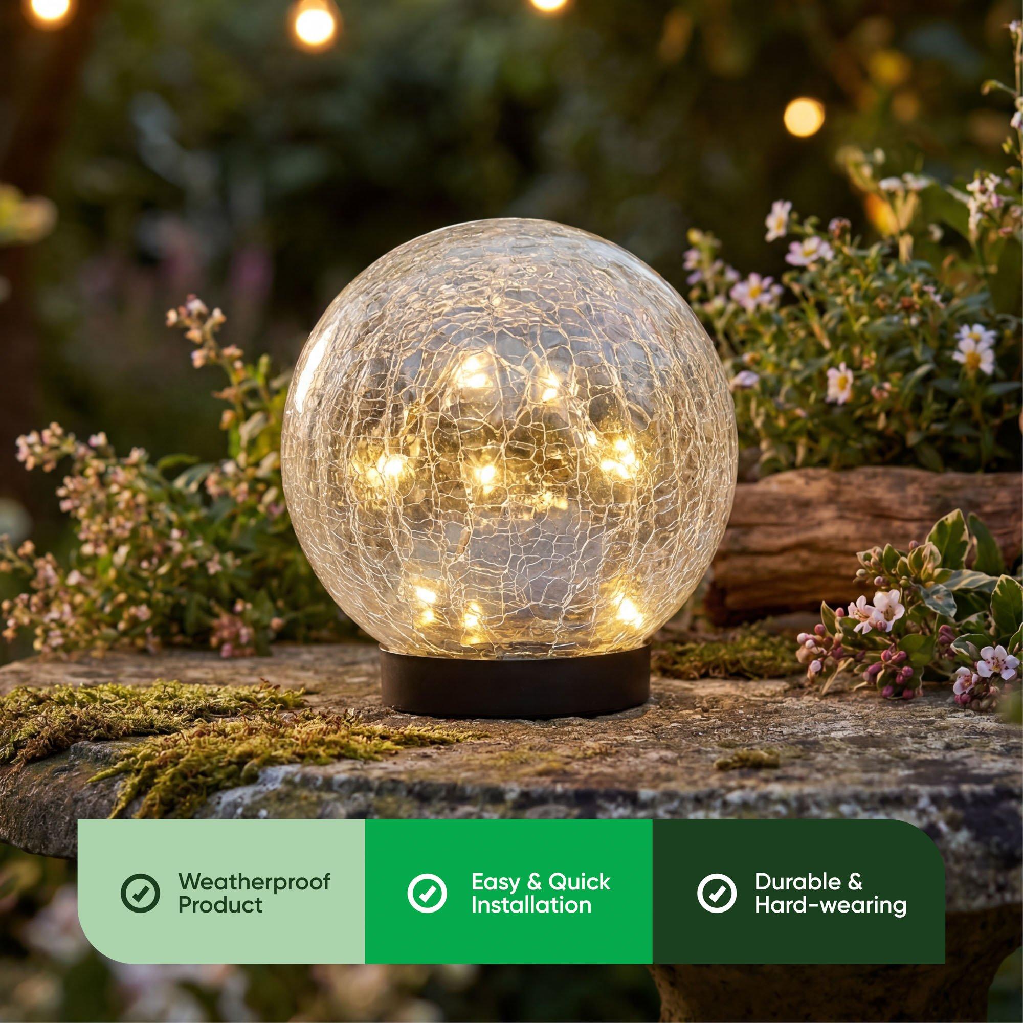 Multi - Streetwize - Solar Crackle Ball Light - 15cm Diameter - 7
