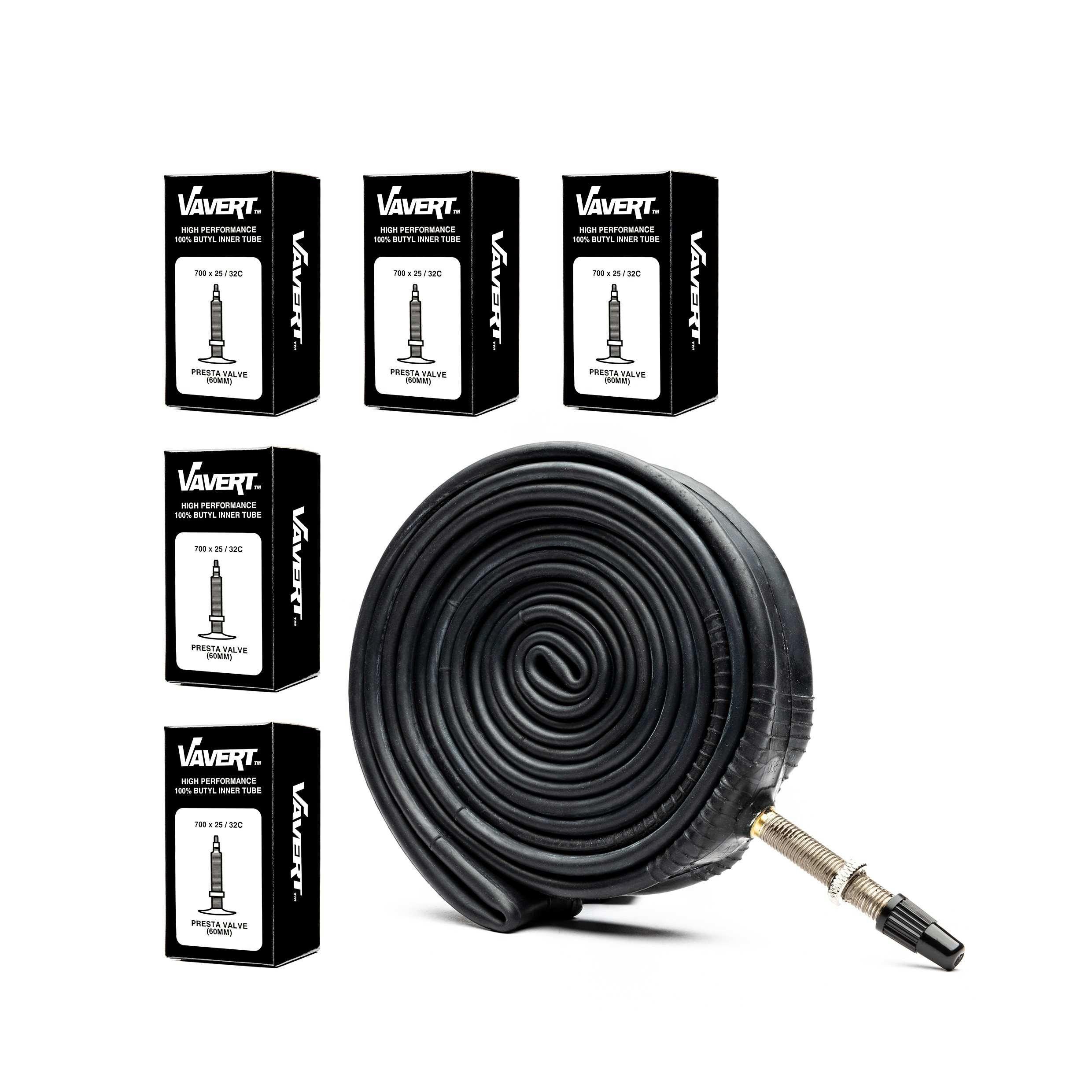 Black - Vavert - VAVERT 700x25-32c Presta Valve (60mm) Inner Tube - - 1