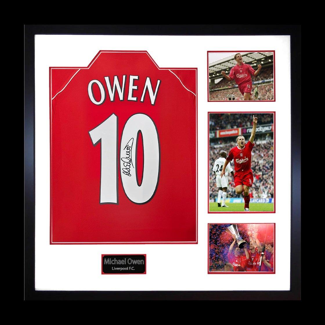 The Fan Cave  Michael Owen Signed Liverpool Shirt Elite Frame - Red - 820x820mm