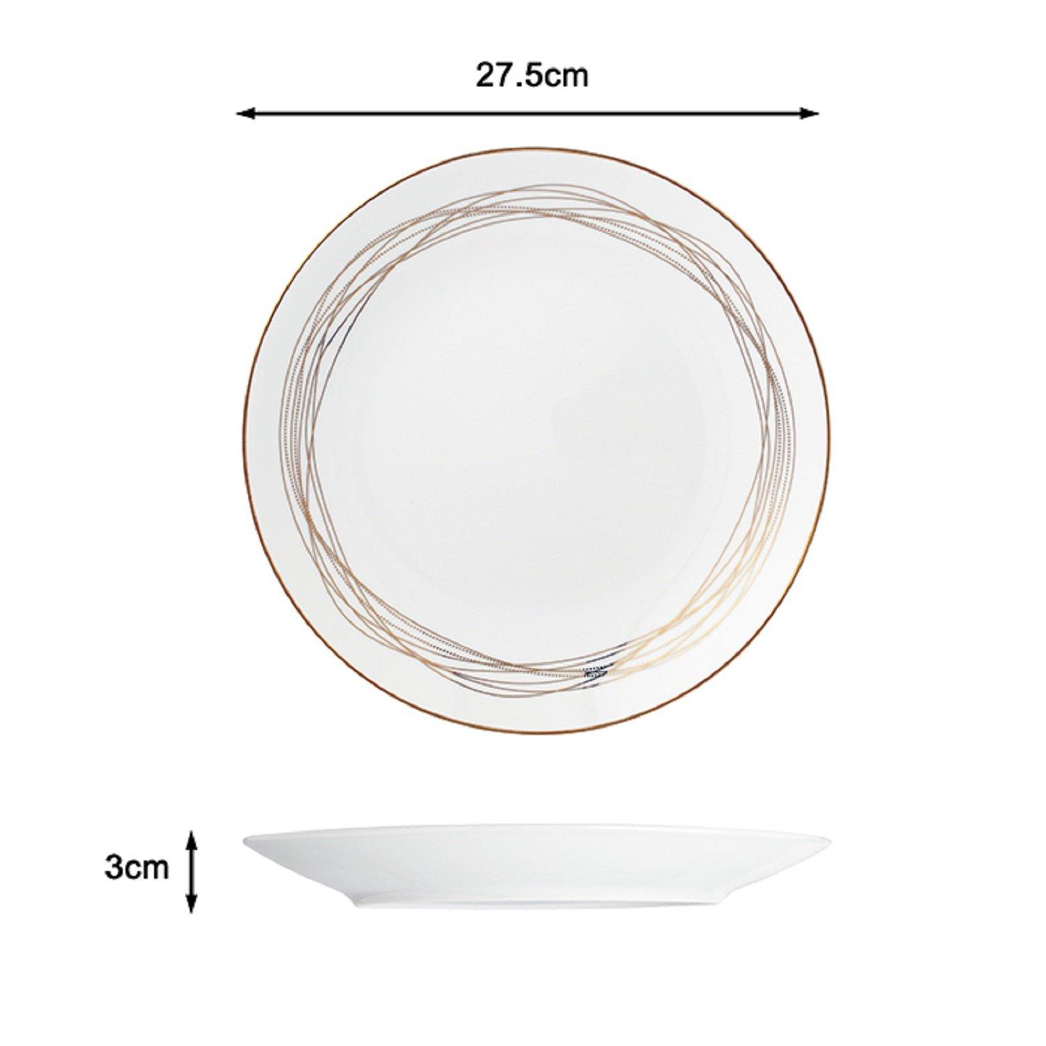 White - Waterside - 12pc Gold Swirl Dinner Set - 4