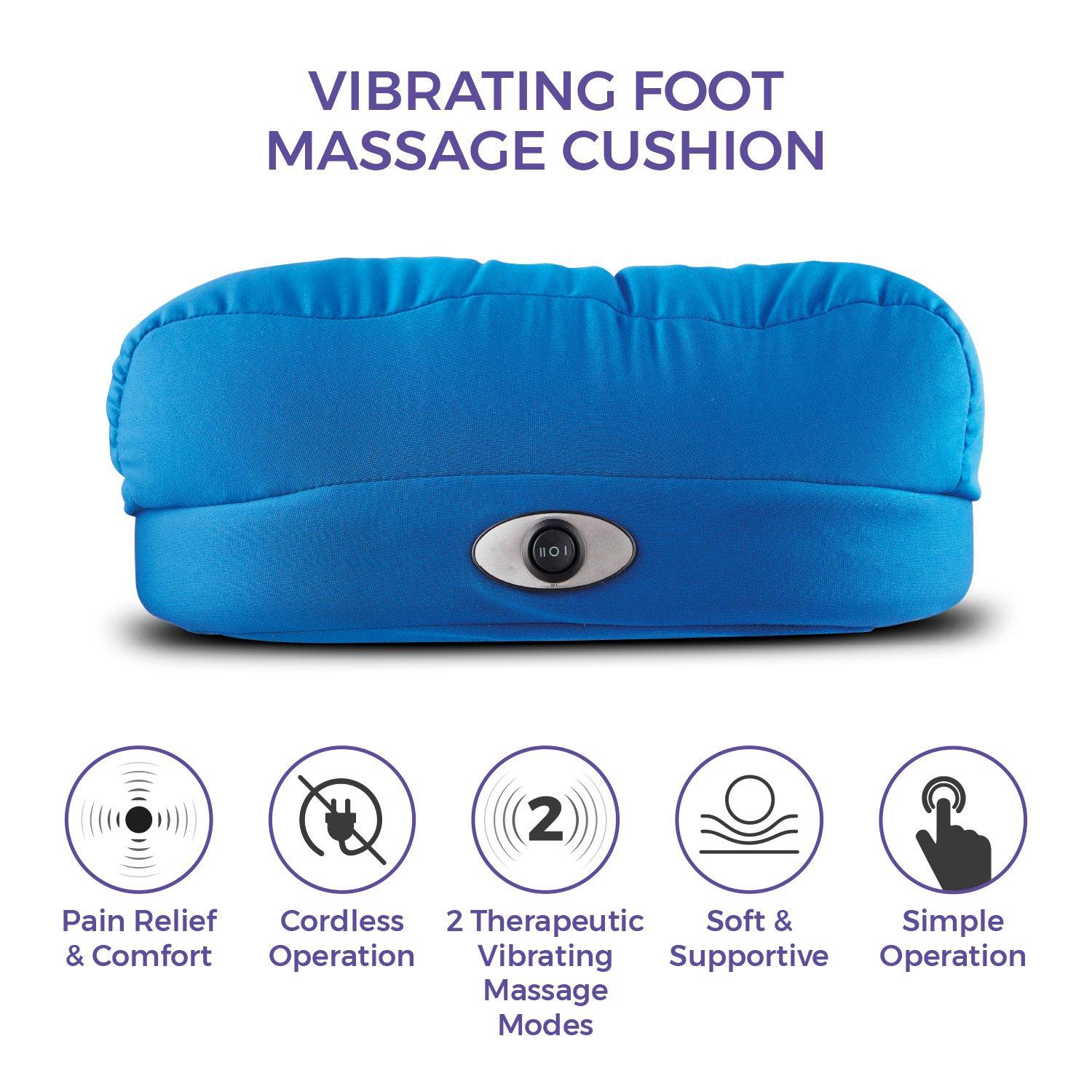 Blue - Carmen - Vibrating Foot Massage Cushion Navy Blue - 2