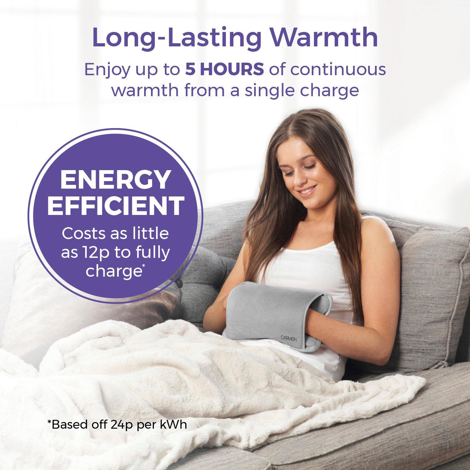 Grey - Carmen - Spa Rechargeable Hot Water Bottle 24 x 17cm Grey - 4