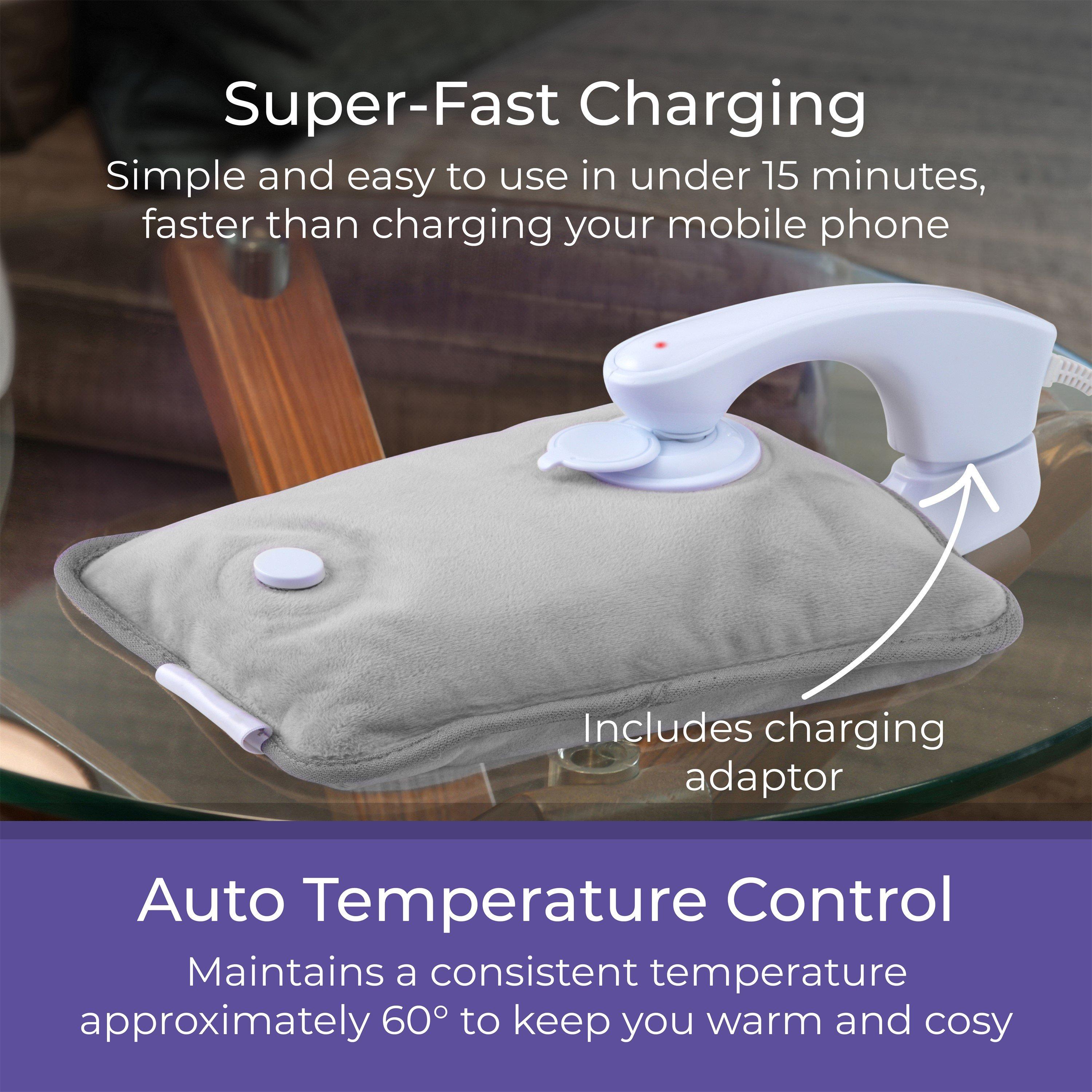 Grey - Carmen - Spa Rechargeable Hot Water Bottle 24 x 17cm Grey - 5