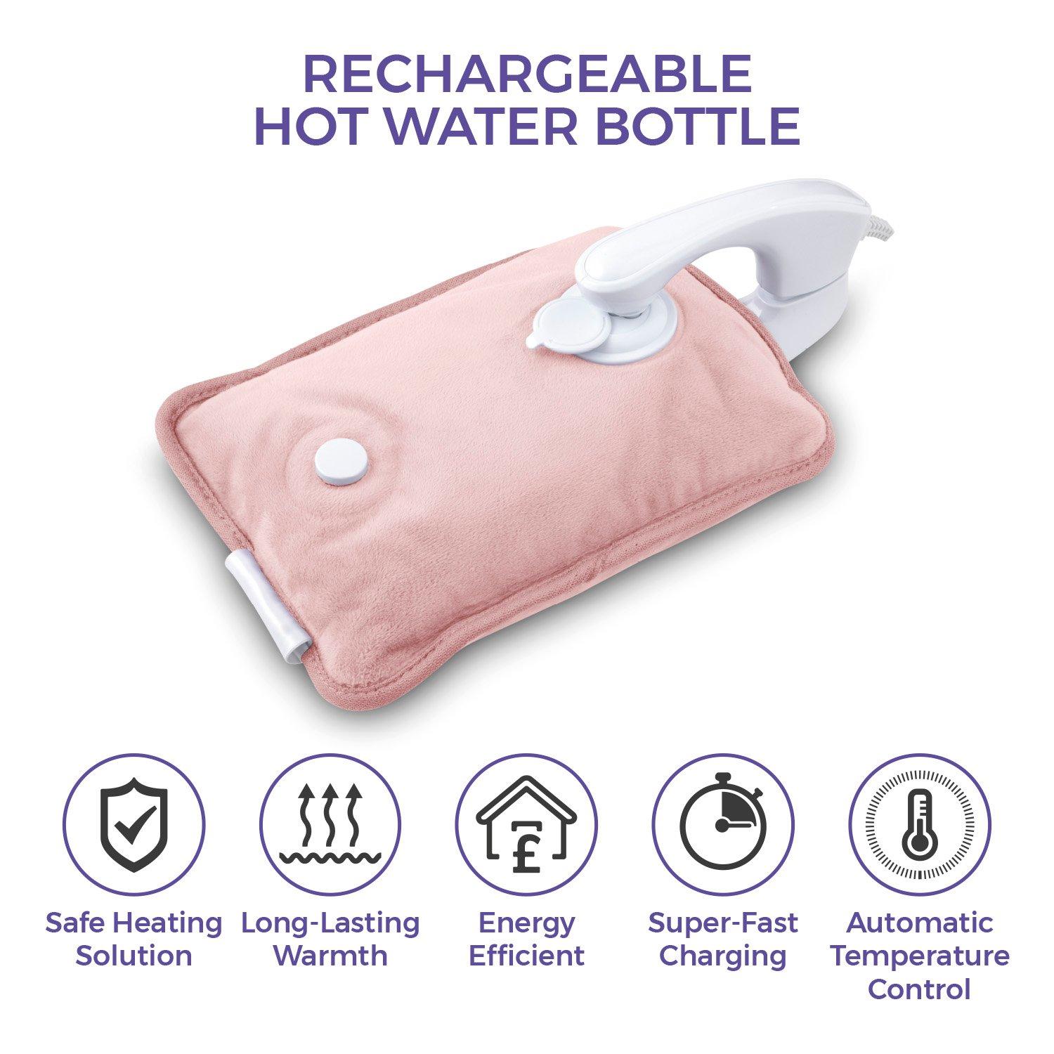 Pink - Carmen - Spa Rechargeable Hot Water Bottle 24 x 17cm Pink - 2