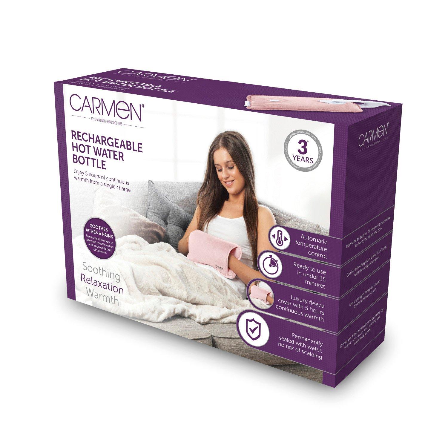 Pink - Carmen - Spa Rechargeable Hot Water Bottle 24 x 17cm Pink - 8