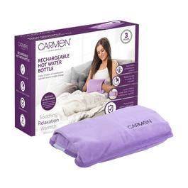 Carmen Spa Rechargeable Hot Water Bottle 24 x 17cm Lilac