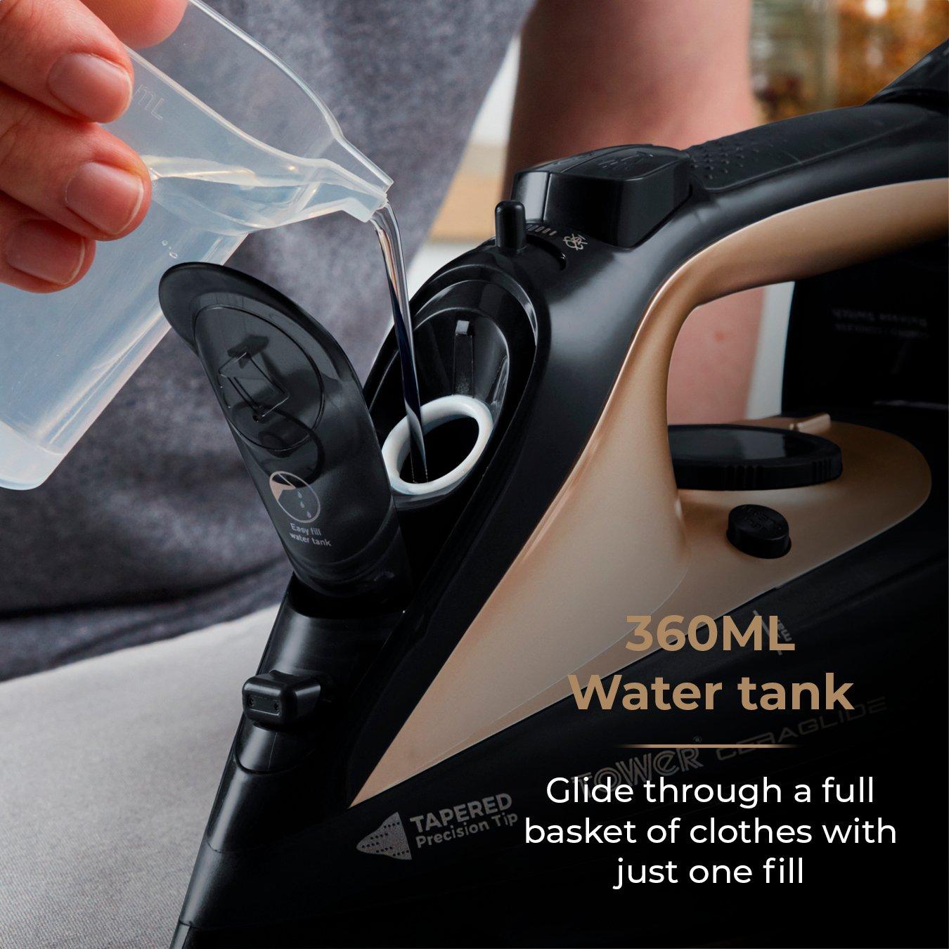 Black - Tower - CeraGlide 2400W Cord Cordless Steam Iron - 8