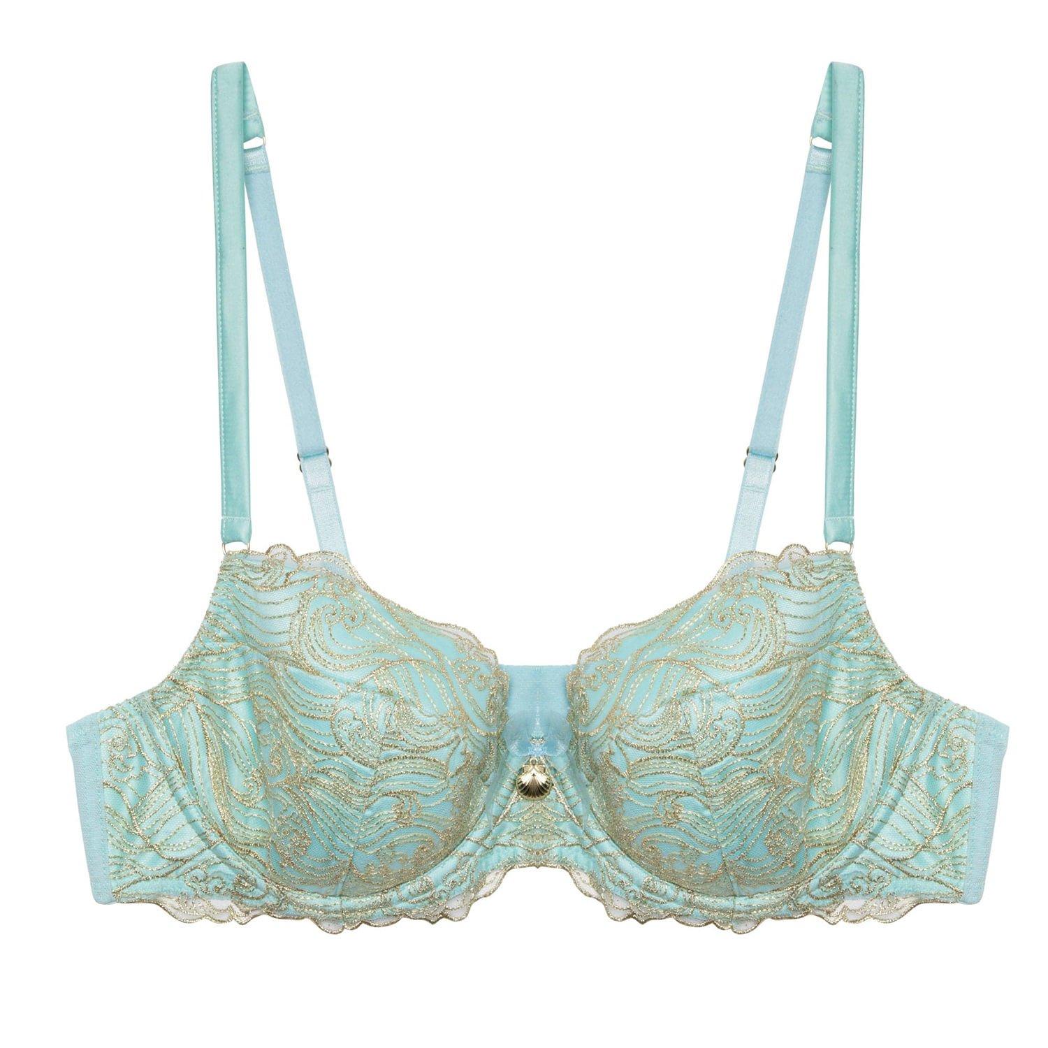 Blue - Playful Promises - Ayaka Blue Wave Embroidery Balconette Bra - 4