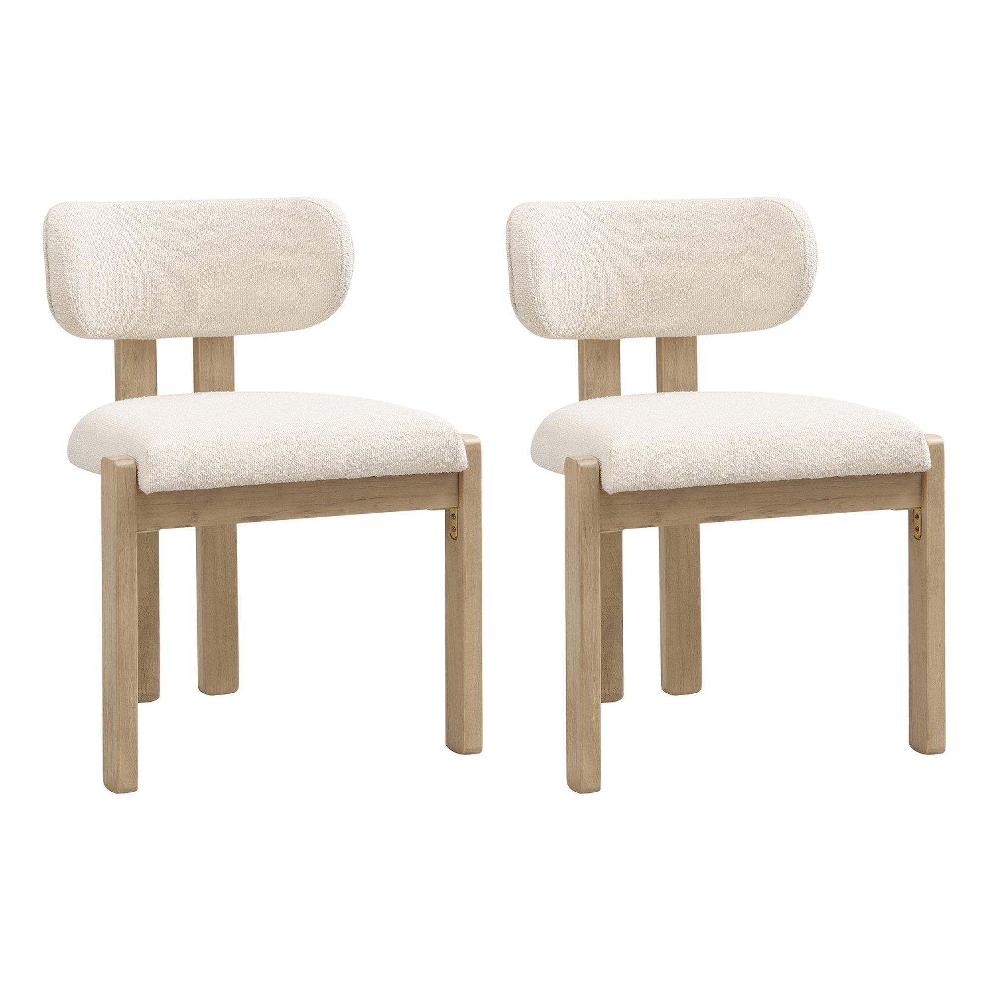 Natural - Urban Meuble - Set of 2 Dining Chairs  Solid Wood Boucle - 5