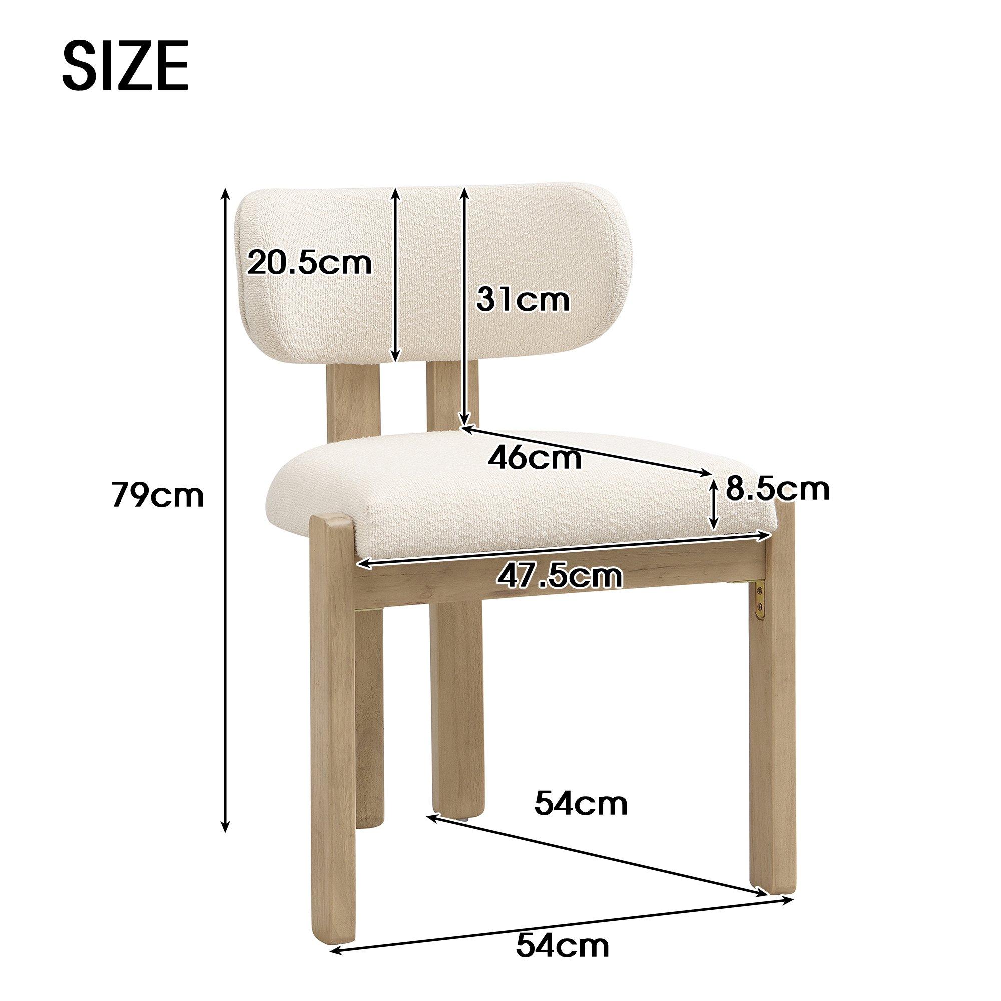 Natural - Urban Meuble - Set of 2 Dining Chairs  Solid Wood Boucle - 6