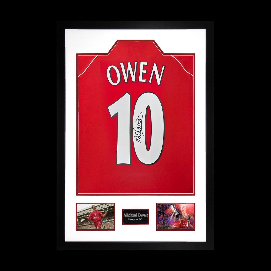 The Fan Cave  Michael Owen Signed Liverpool Shirt Premium Frame - Red - 850x600mm
