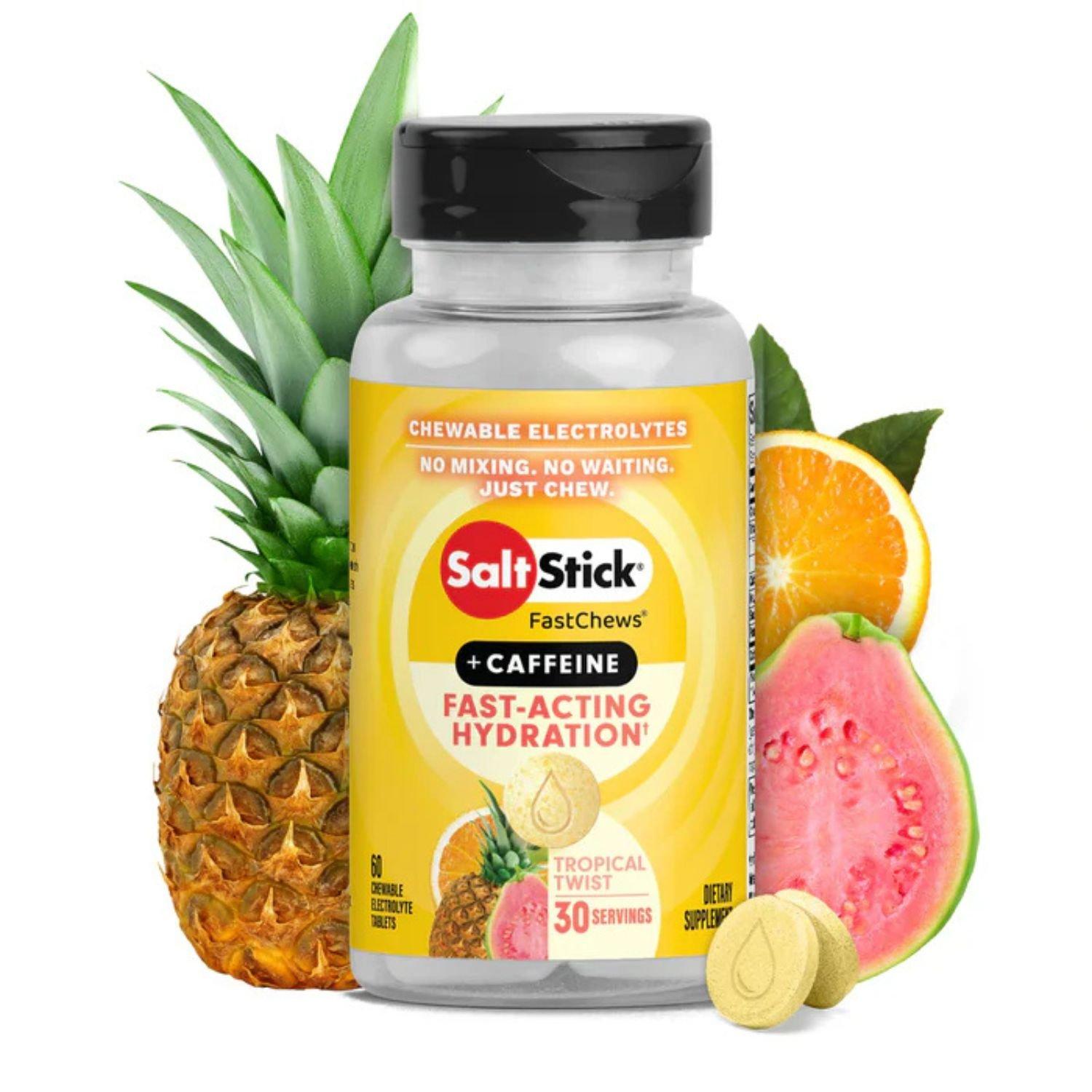 Salt Stick  + Caffeine 60 Fast Chews Tub - Tropical Twist - 60 Chews
