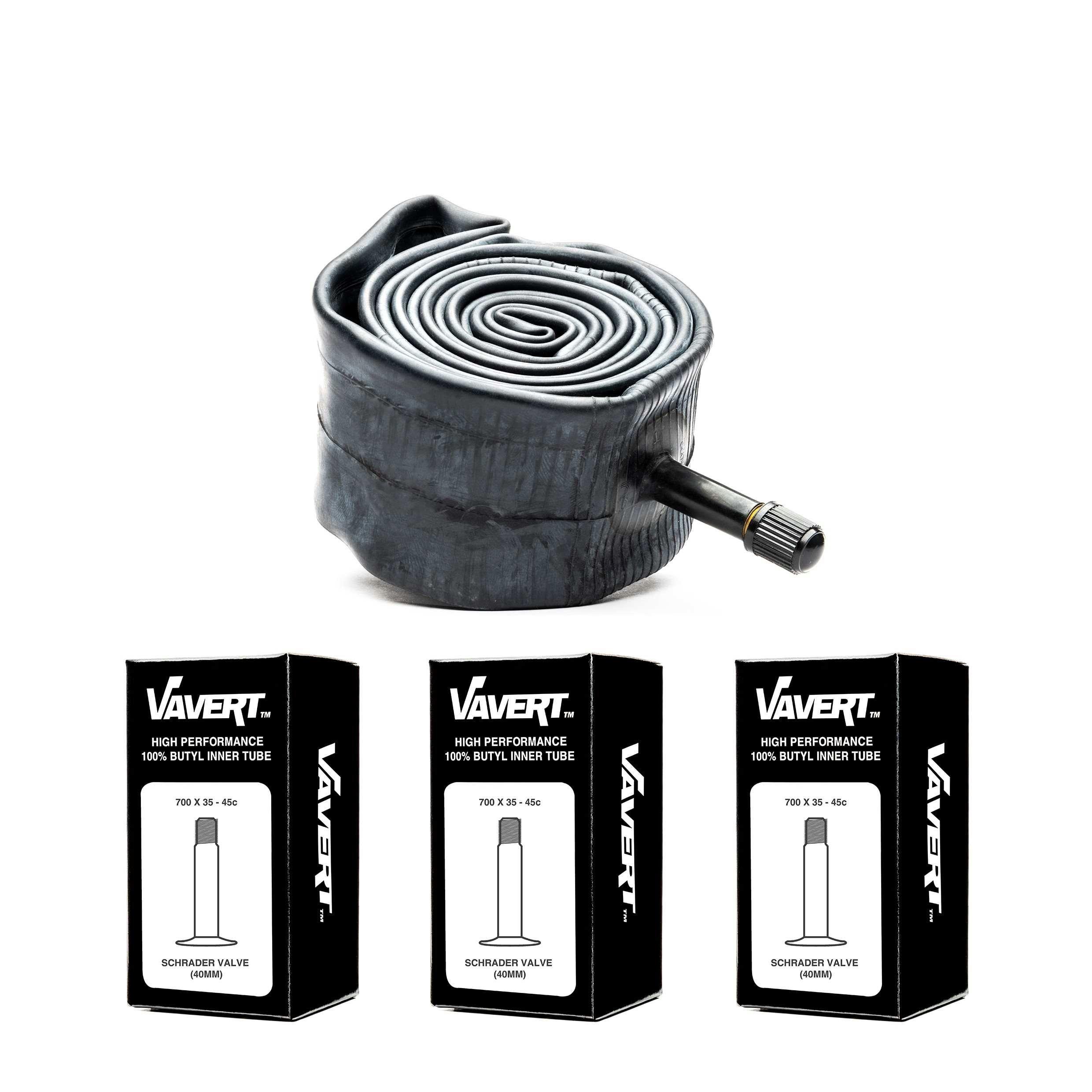 Black - Vavert - VAVERT 700x35-45c Schrader Valve (40mm) Inner Tube - 1