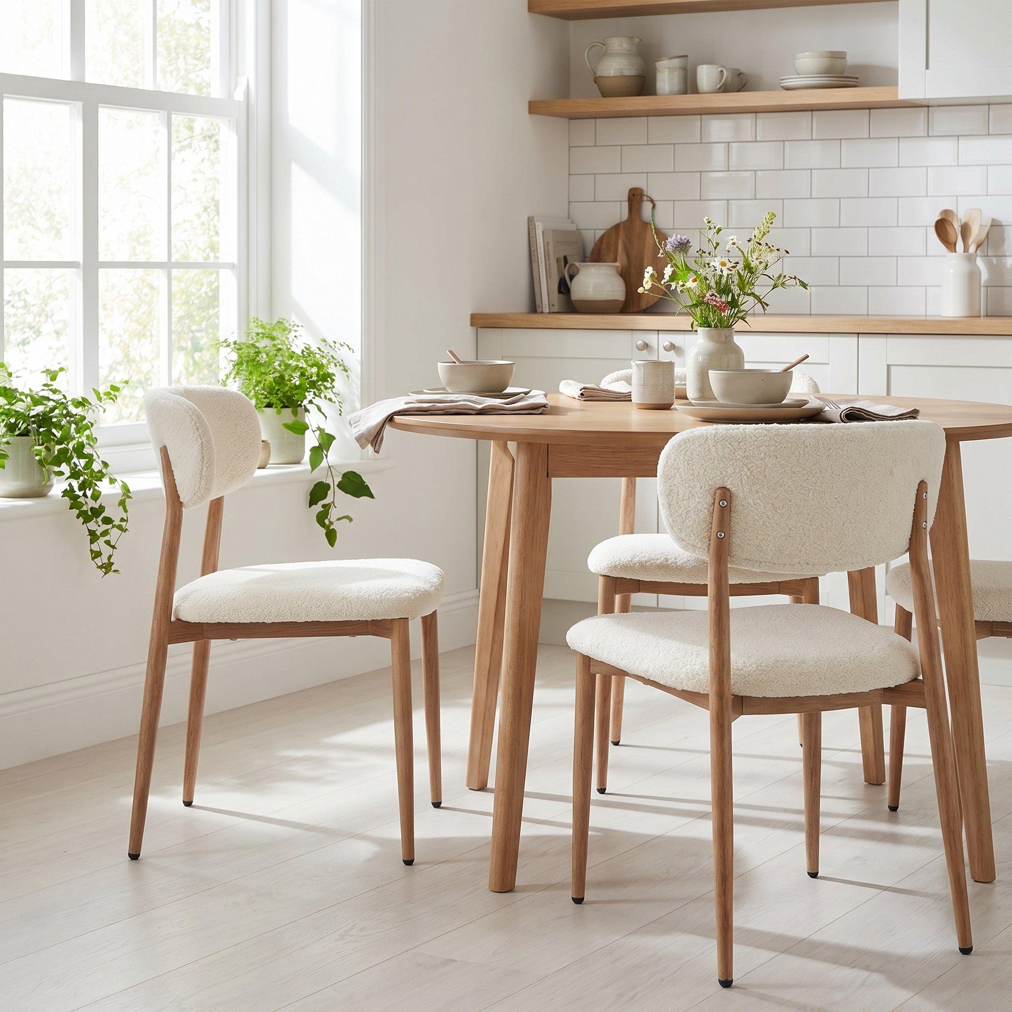 Natural - Urban Meuble - Set of 2 Dining Chairs Metal Boucle - 1