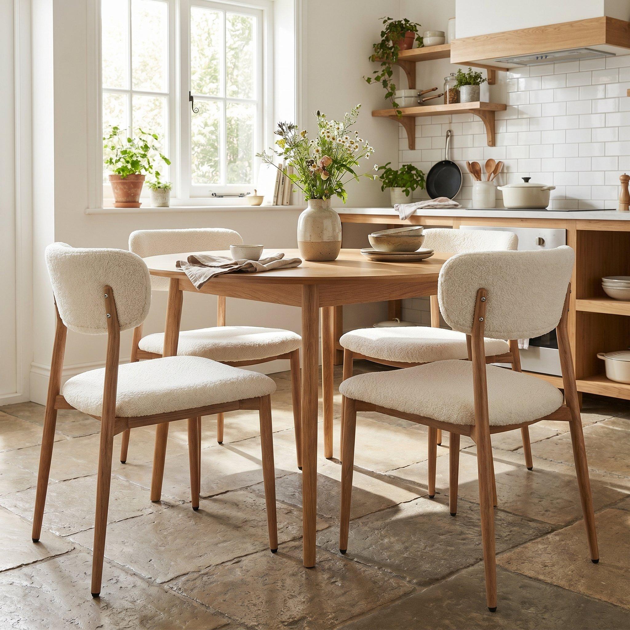 Natural - Urban Meuble - Set of 2 Dining Chairs Metal Boucle - 2