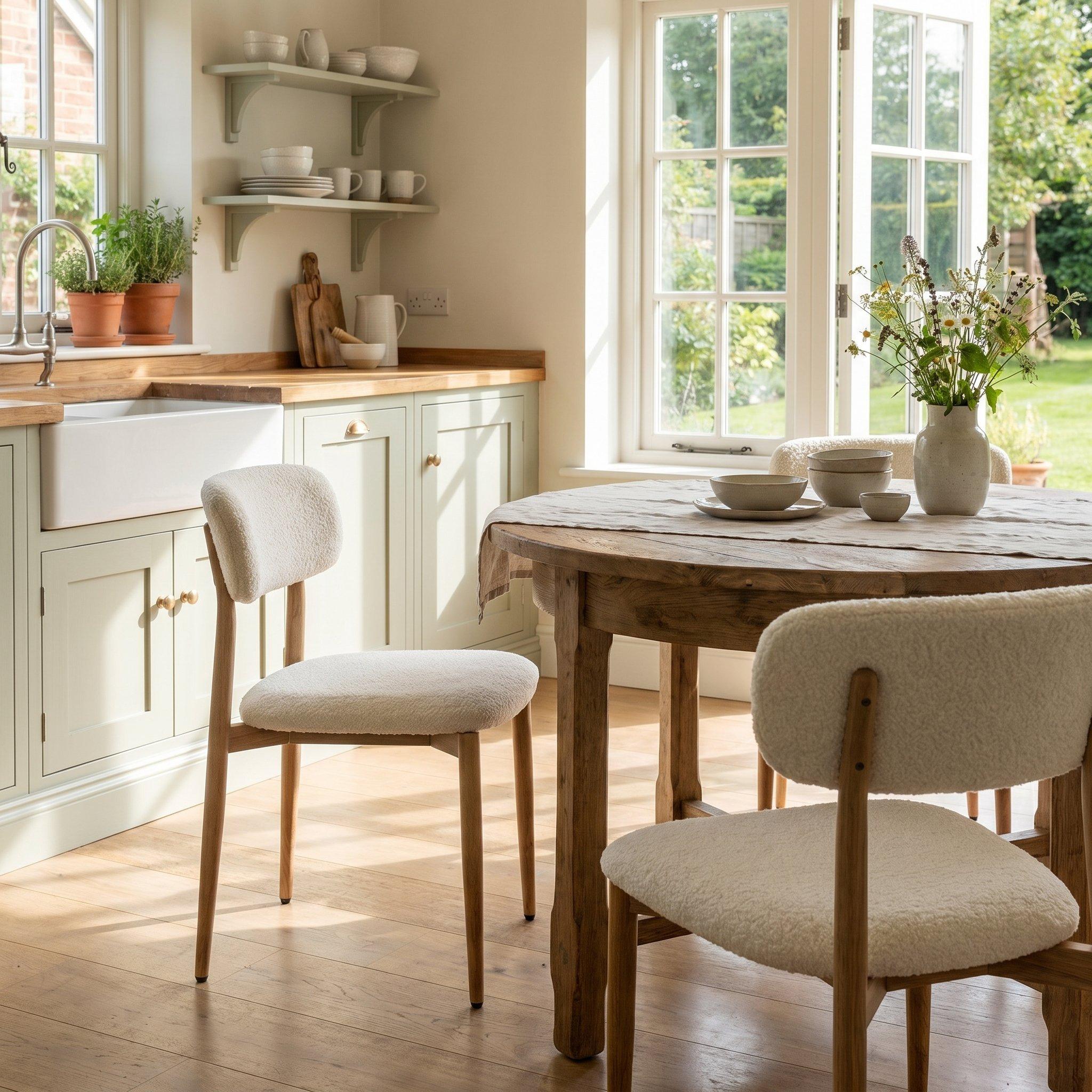 Natural - Urban Meuble - Set of 2 Dining Chairs Metal Boucle - 3
