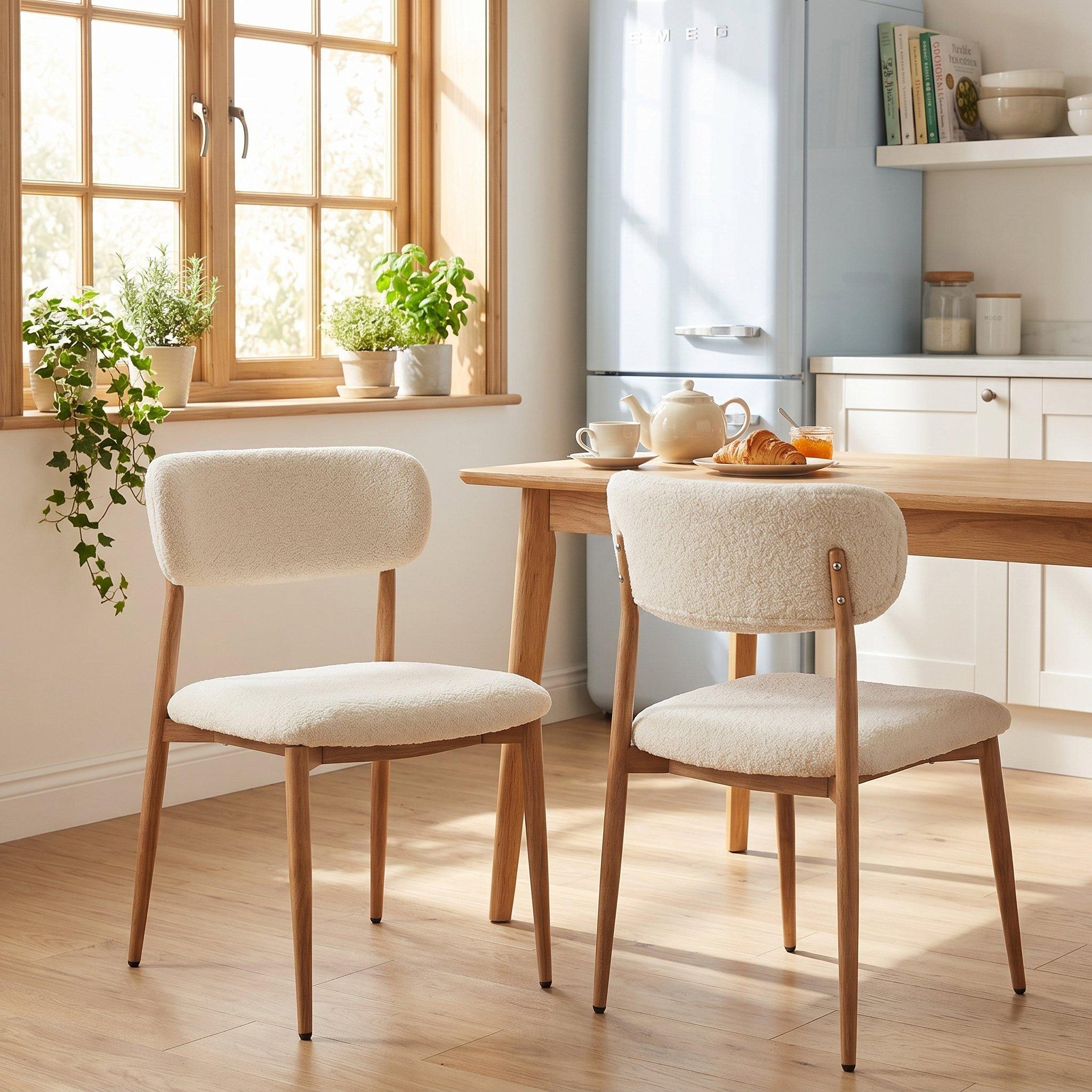 Natural - Urban Meuble - Set of 2 Dining Chairs Metal Boucle - 4