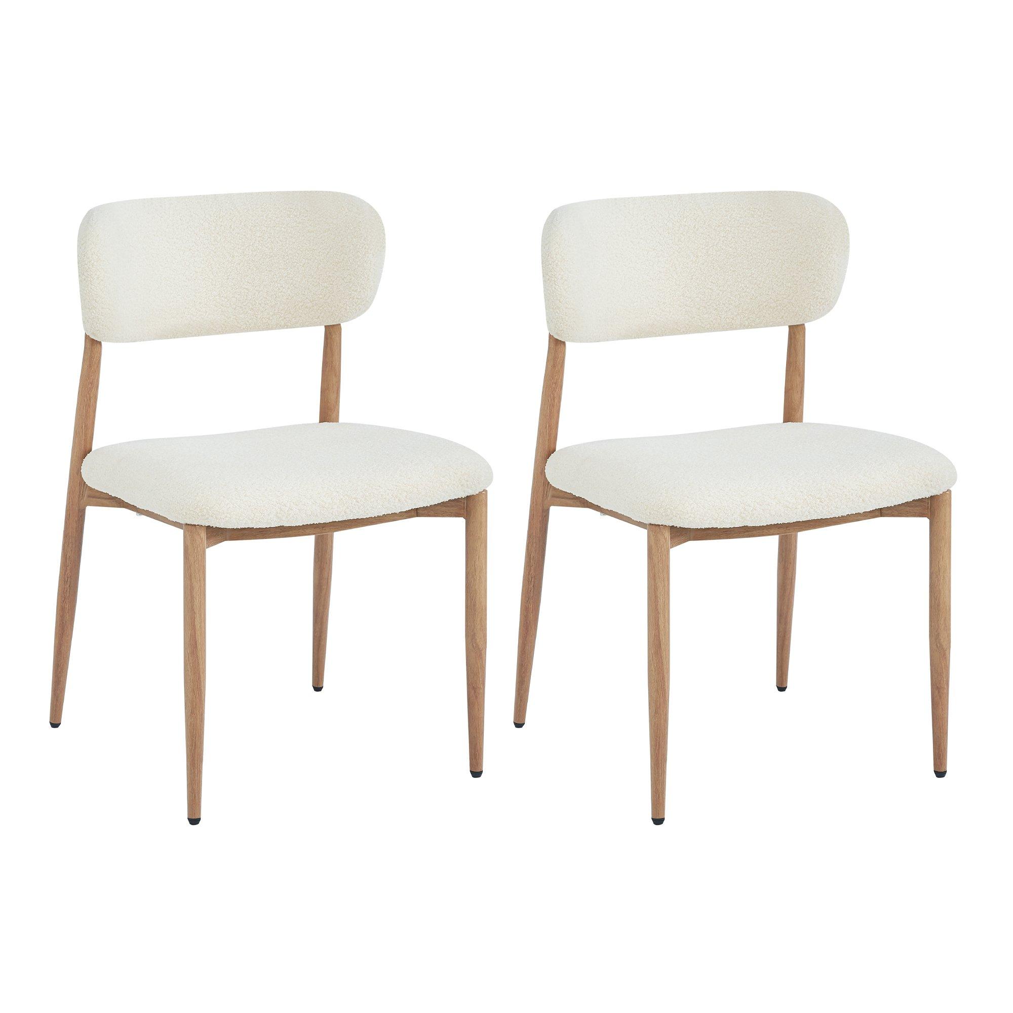 Natural - Urban Meuble - Set of 2 Dining Chairs Metal Boucle - 5